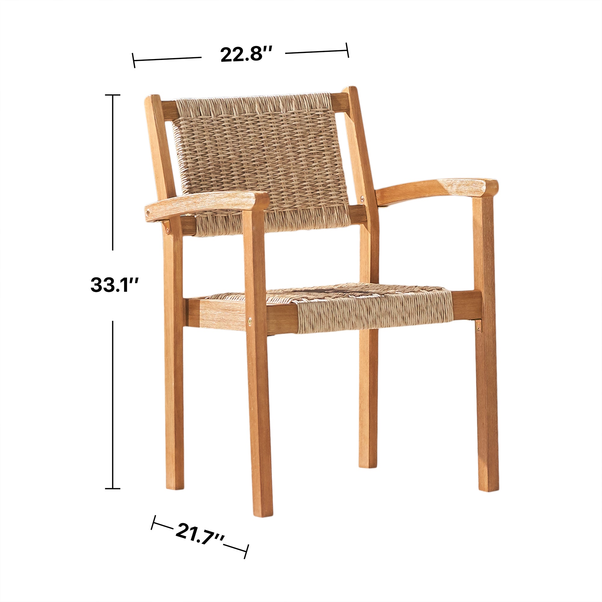 Mauricio Honey Wood Outdoor Dining Chairs, Set of 2