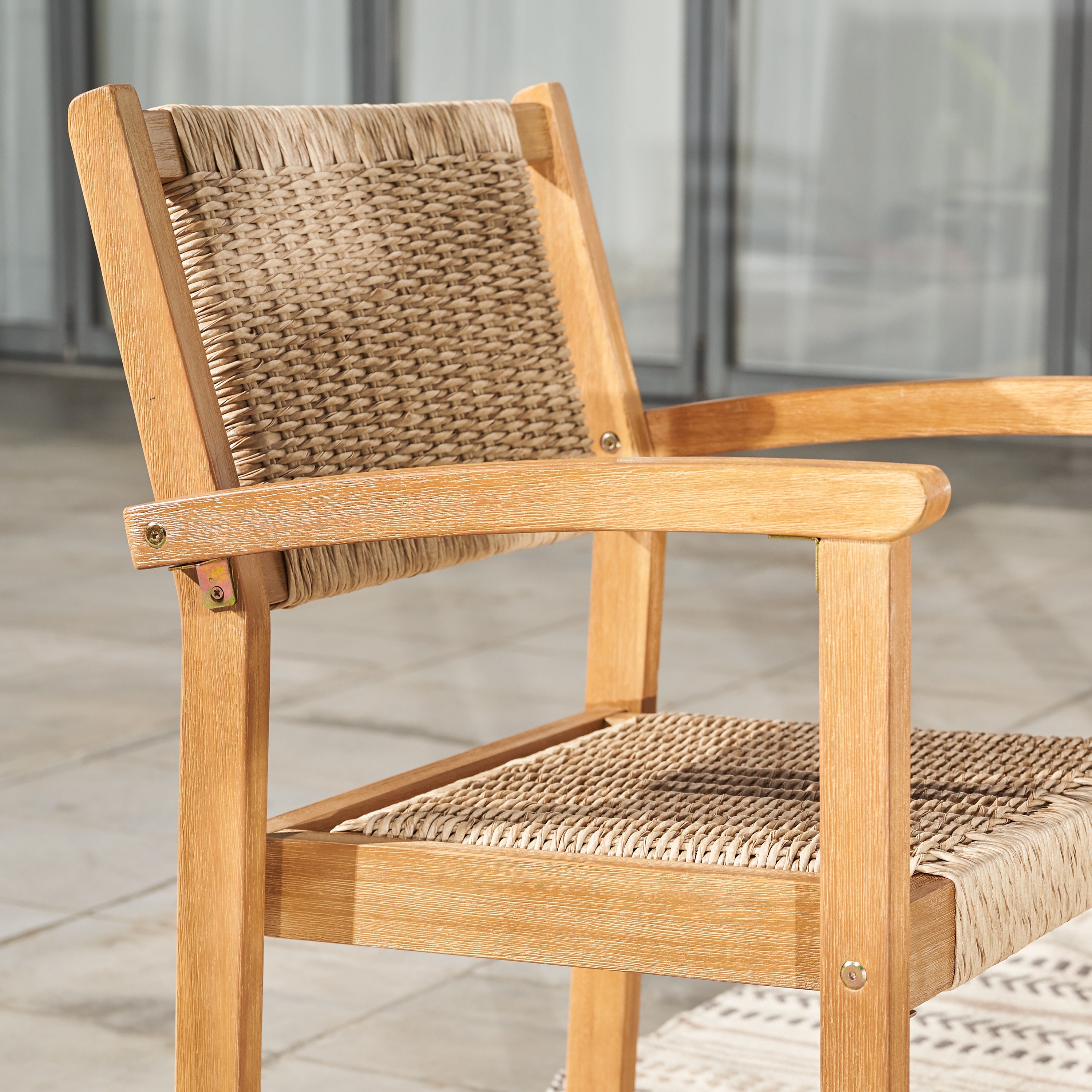 Mauricio Honey Wood Outdoor Dining Chairs, Set of 2