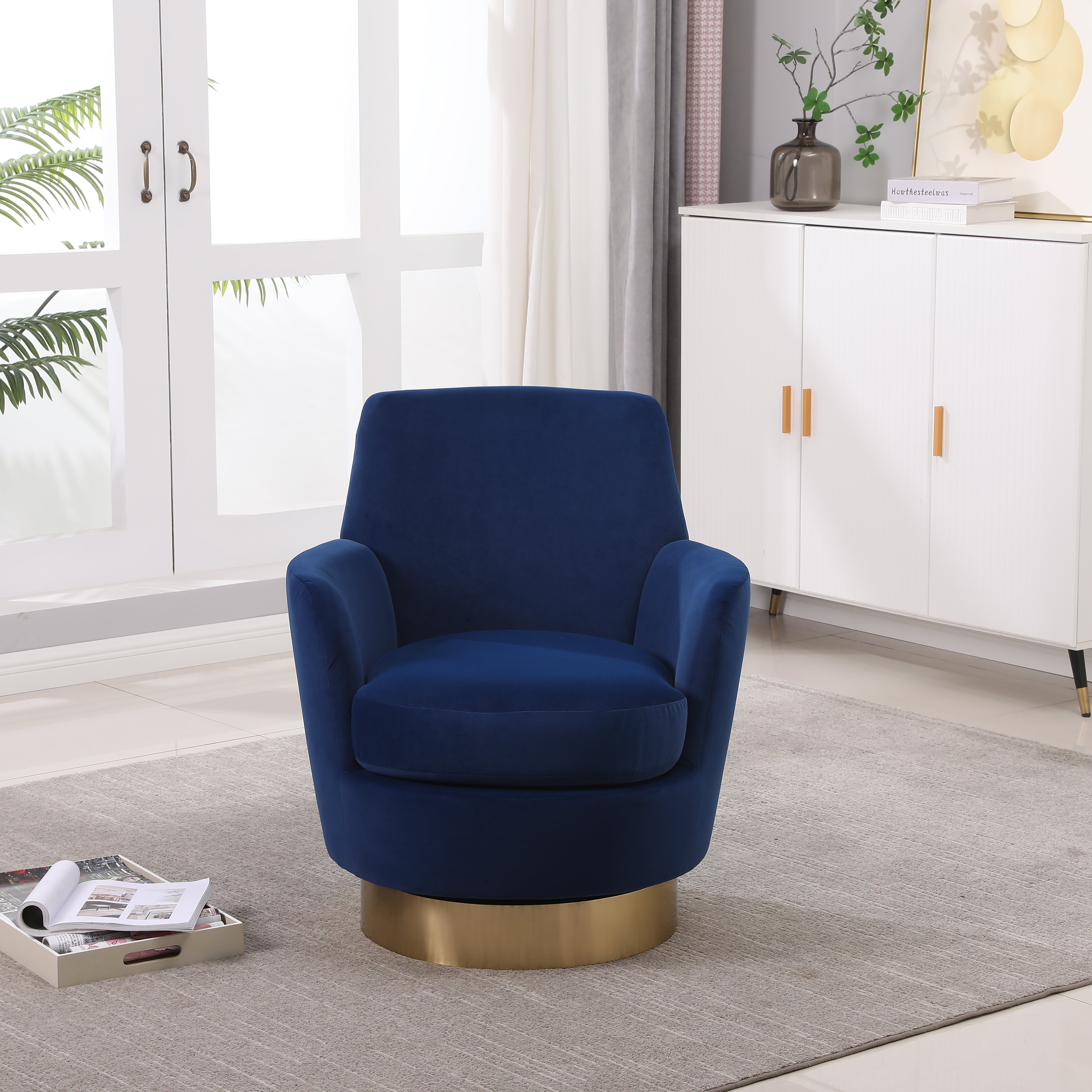 Velvet Swivel Barrel Chair