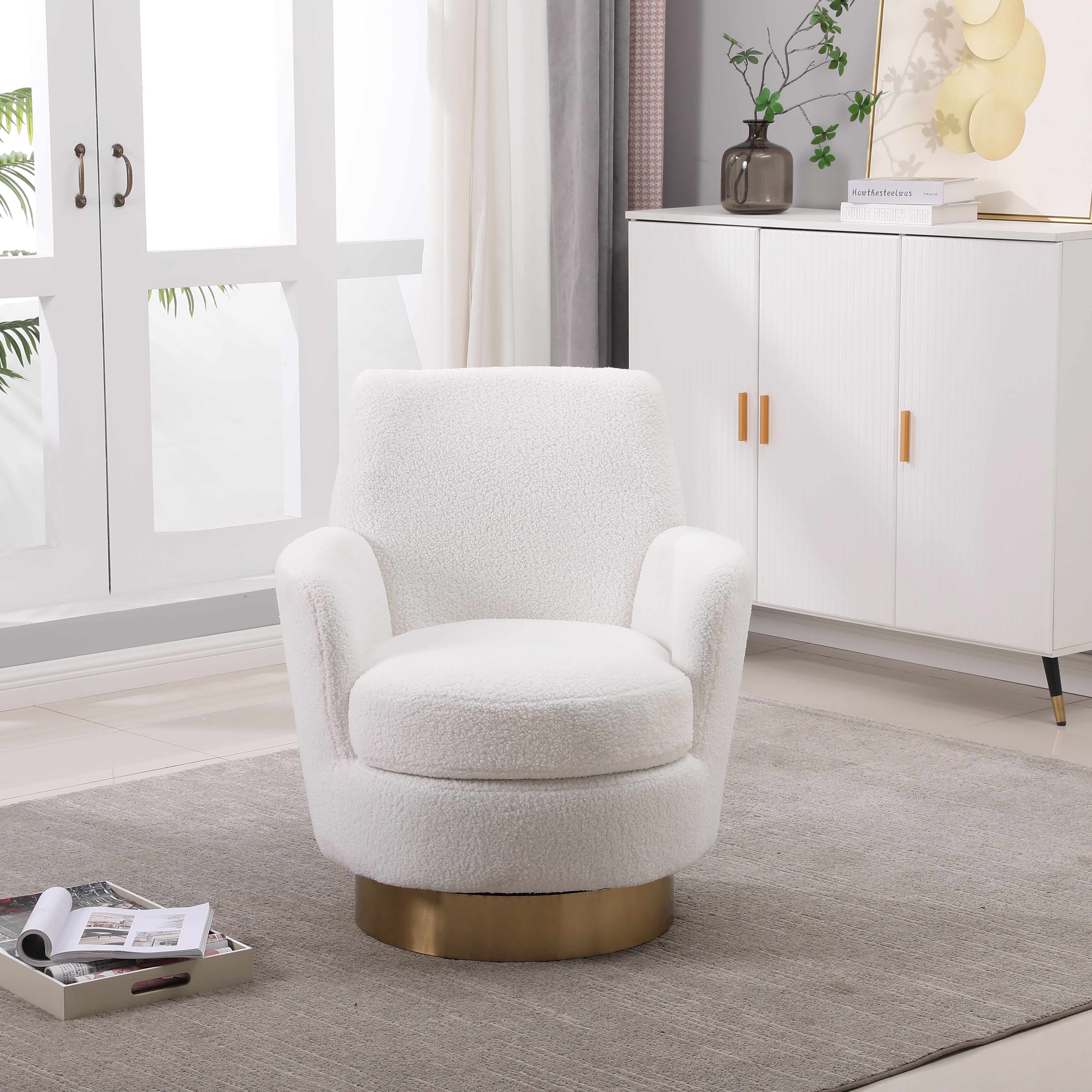 Velvet Swivel Barrel Chair
