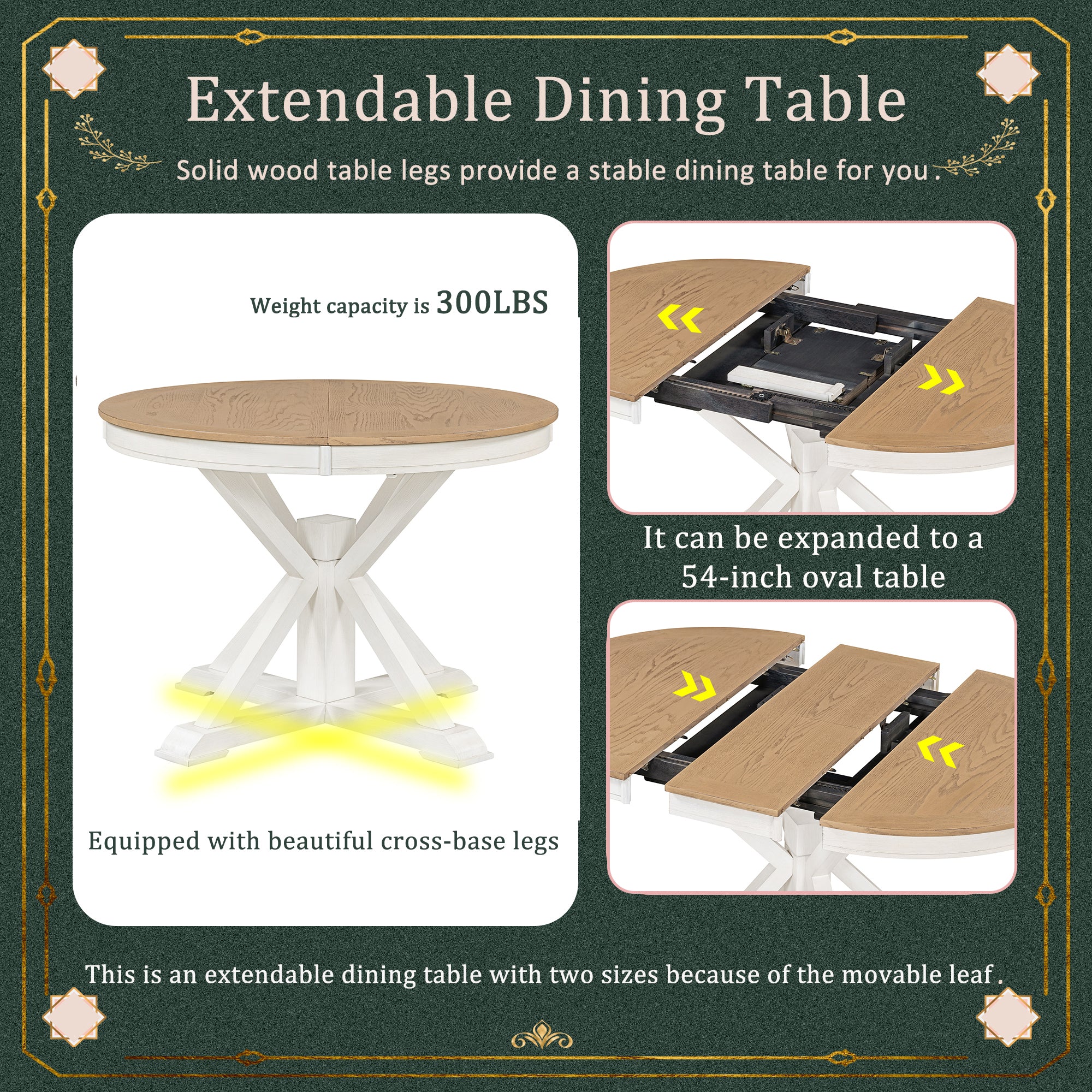Retro Round Extendable Dining Table