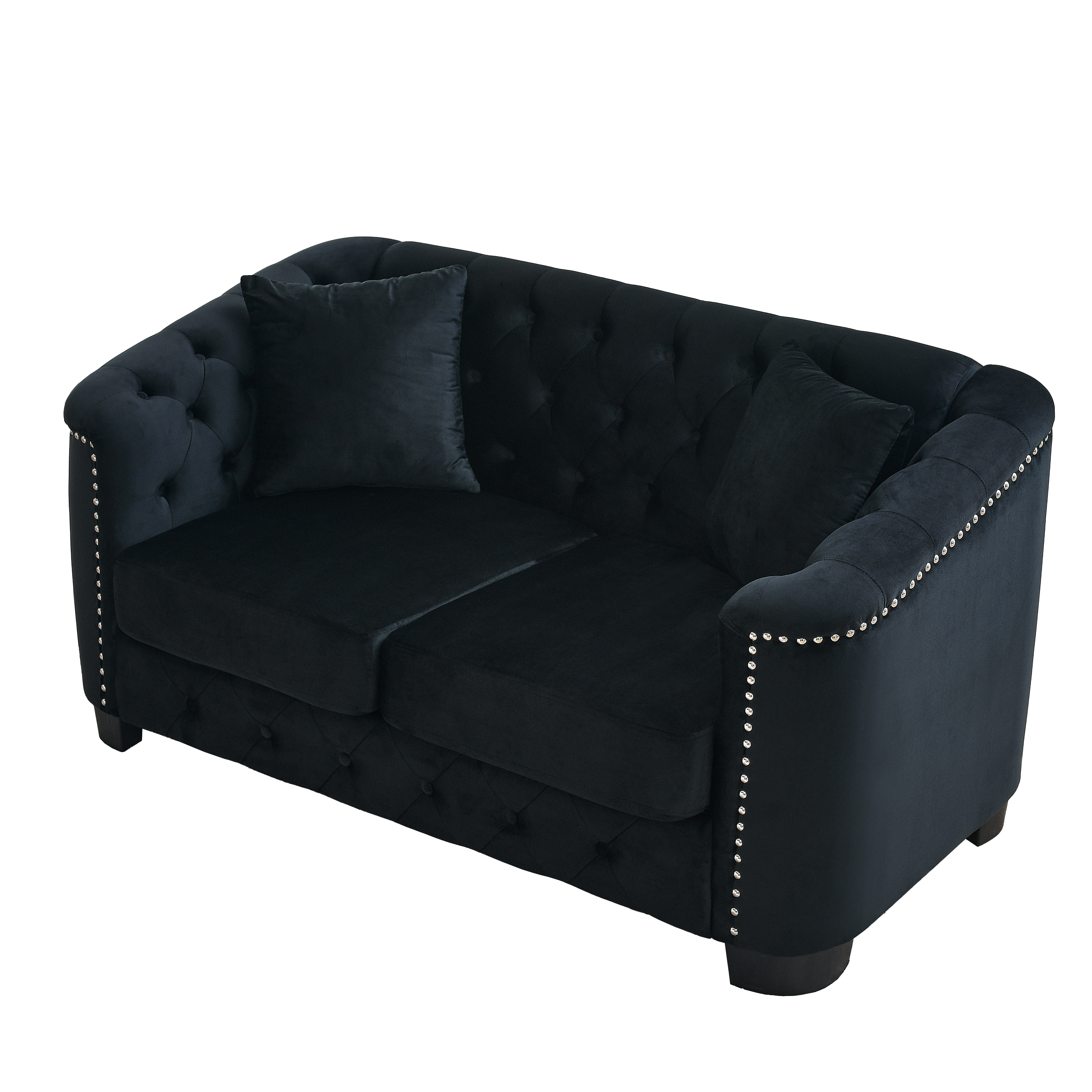 Chesterfield Modern Nailhead Tufted Velvet 2-Seater Sofa