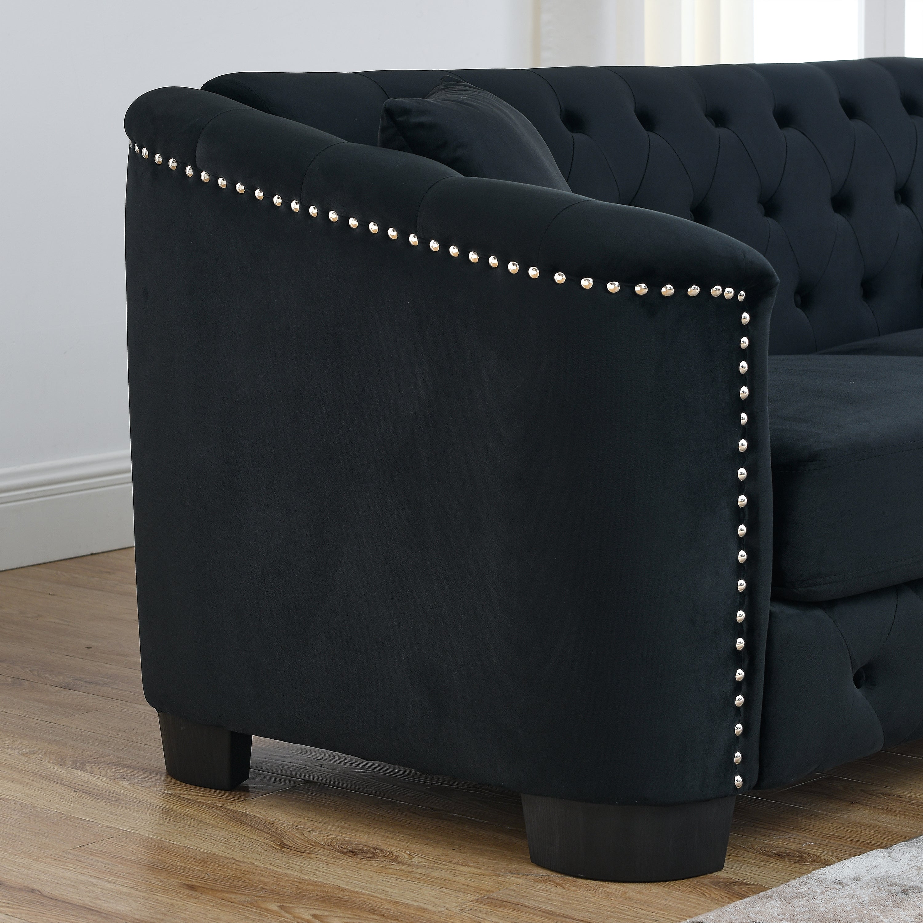 Chesterfield Modern Nailhead Tufted Velvet 2-Seater Sofa