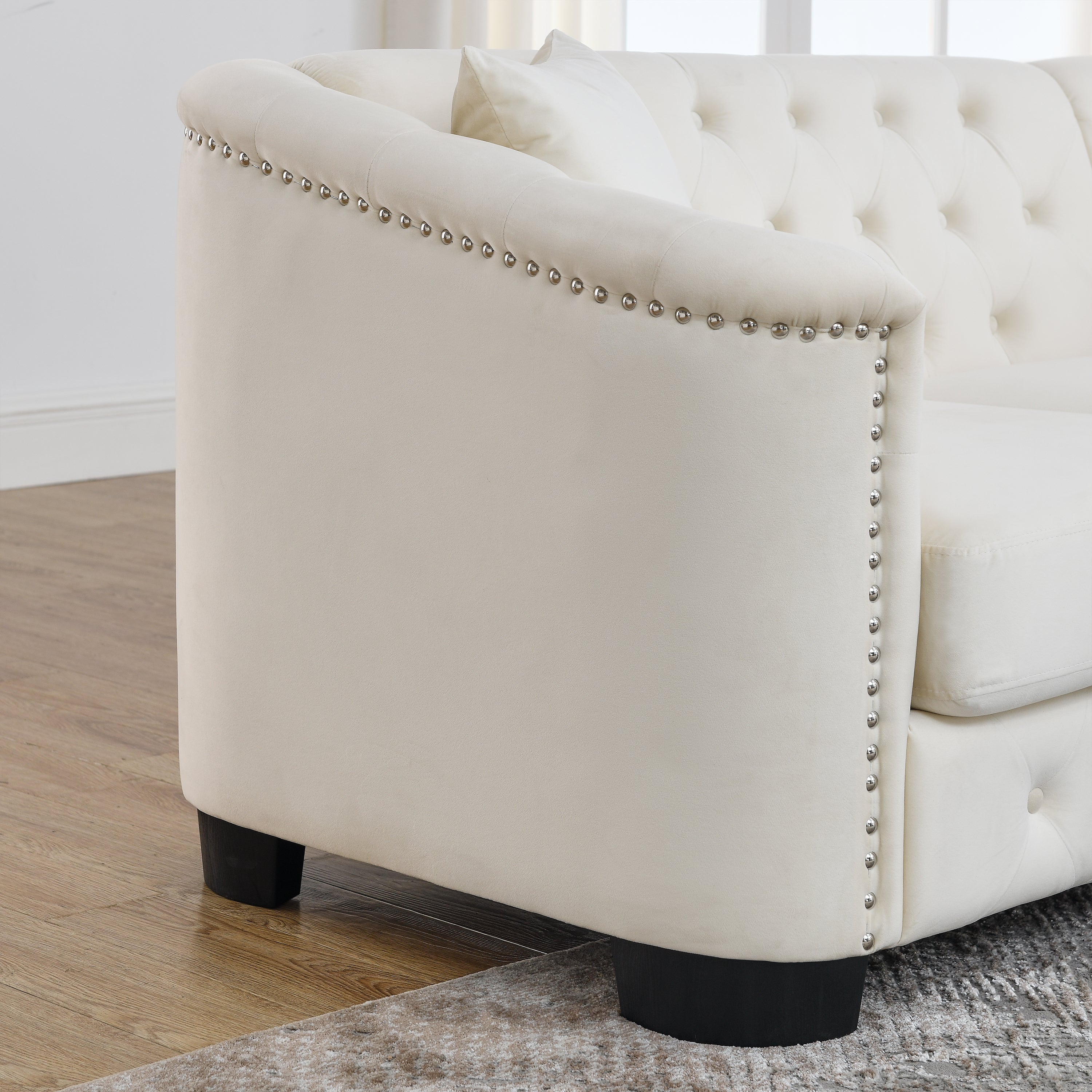 Chesterfield Modern Nailhead Tufted Velvet 2-Seater Sofa