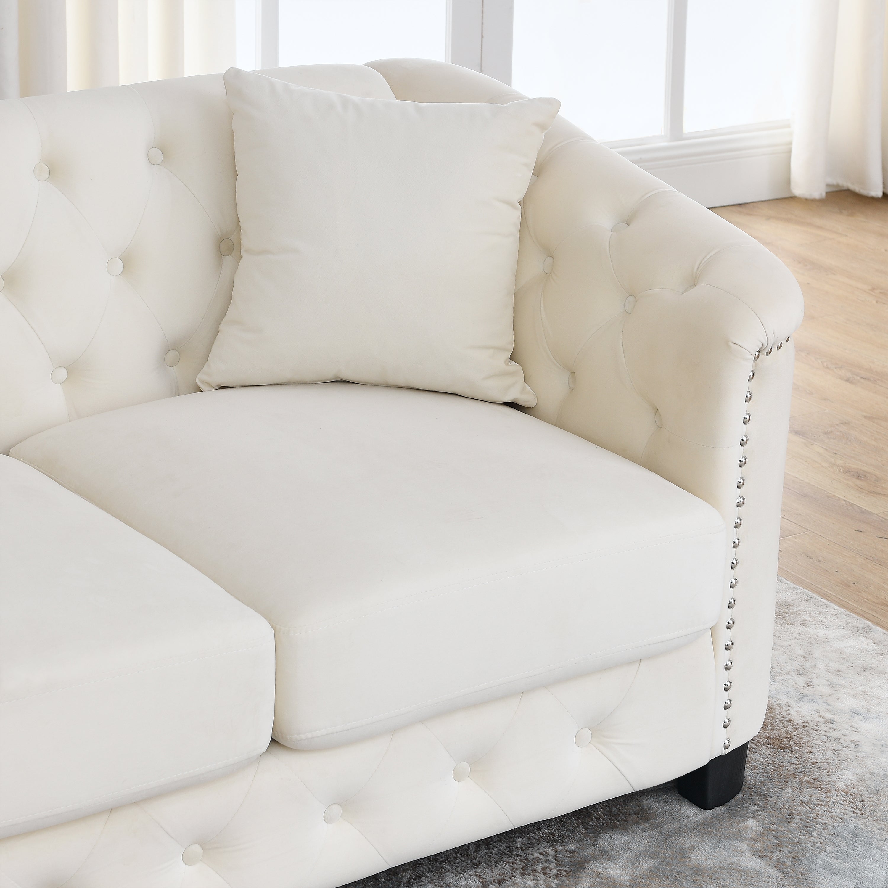 Chesterfield Modern Nailhead Tufted Velvet 2-Seater Sofa