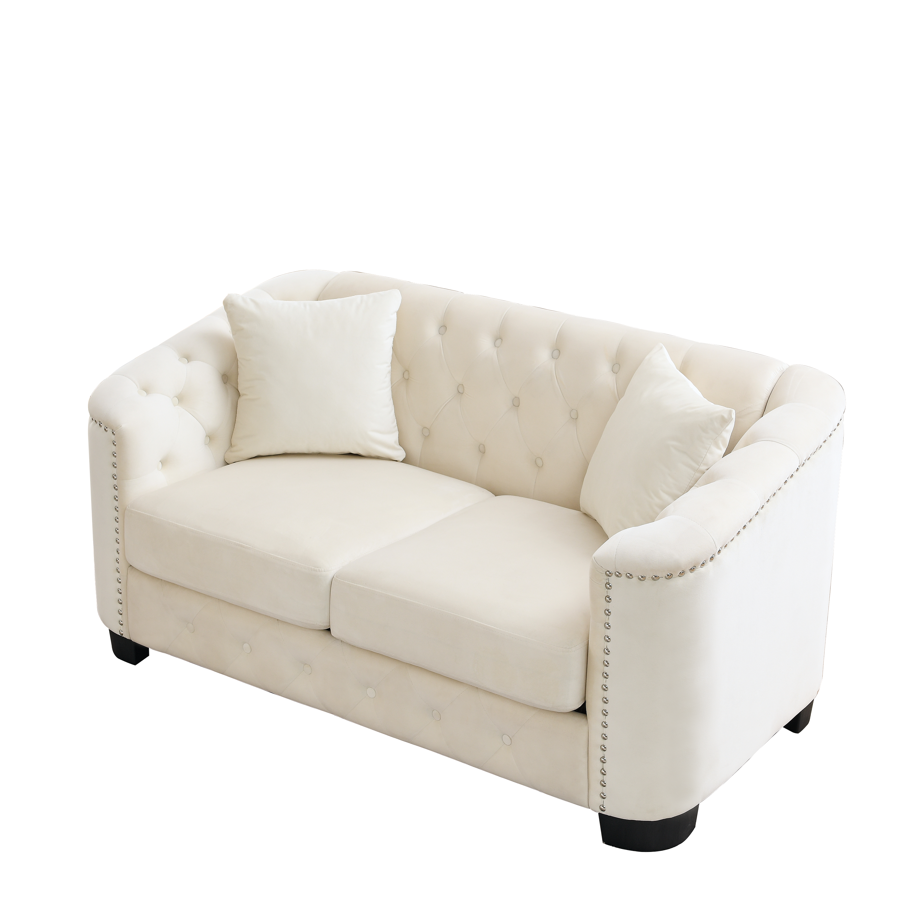 Chesterfield Modern Nailhead Tufted Velvet 2-Seater Sofa