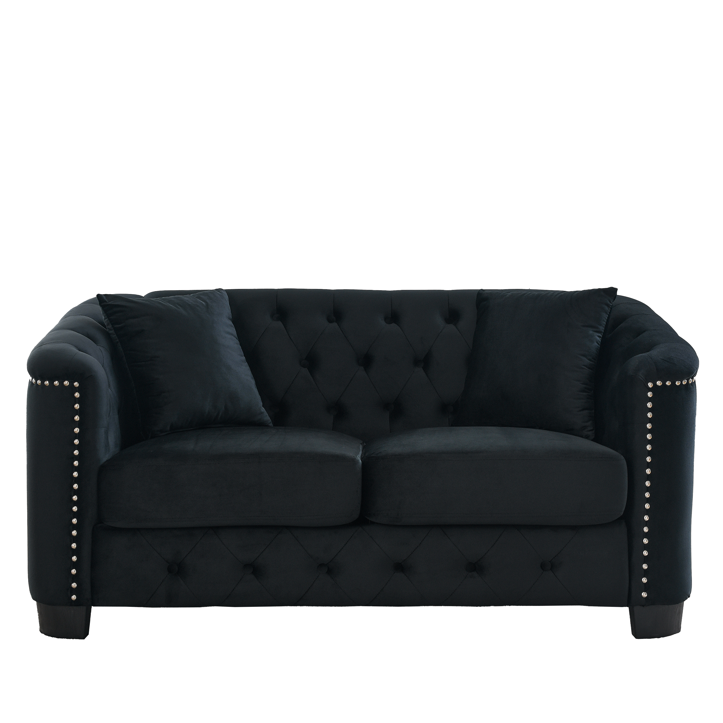 Chesterfield Modern Nailhead Tufted Velvet 2-Seater Sofa