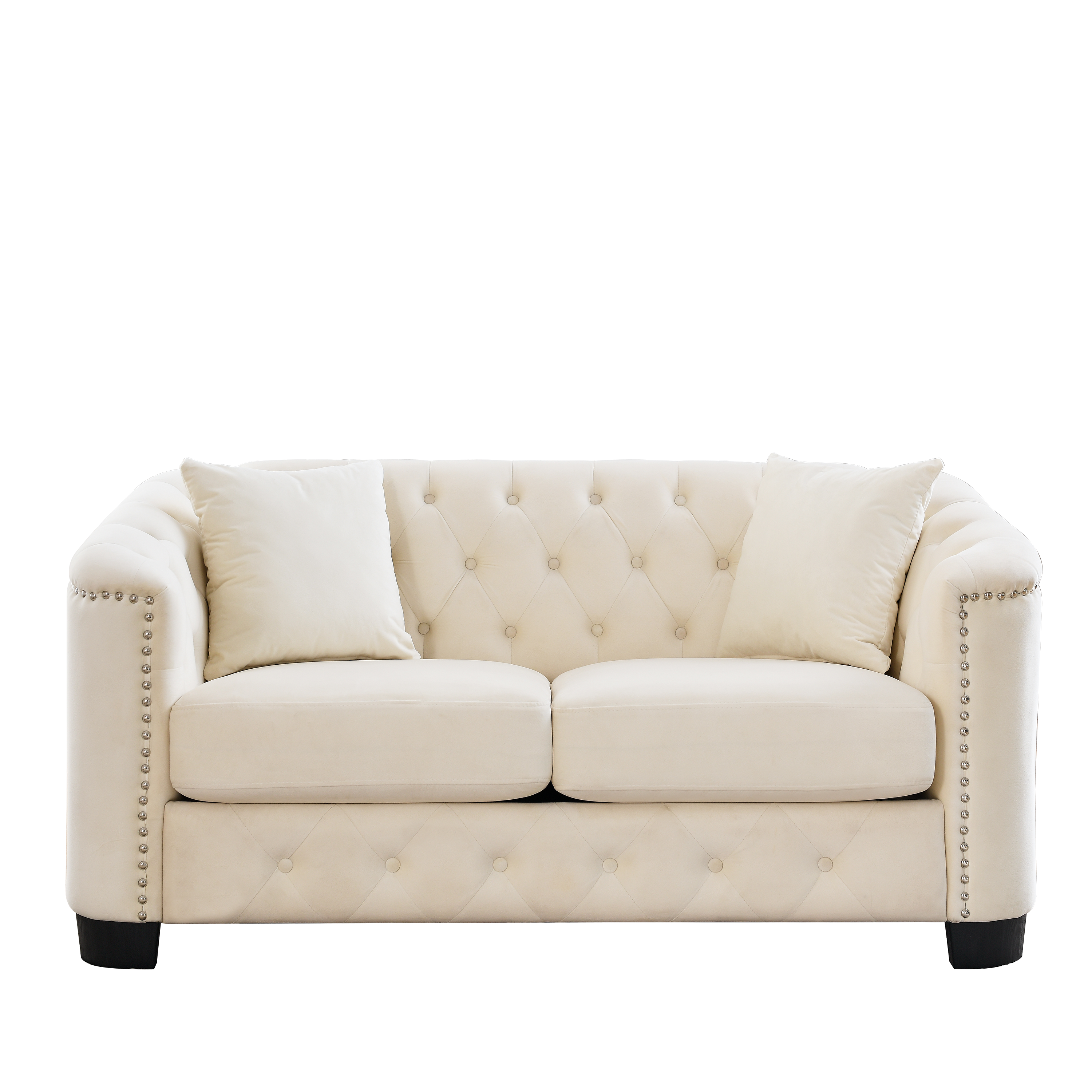 Chesterfield Modern Nailhead Tufted Velvet 2-Seater Sofa