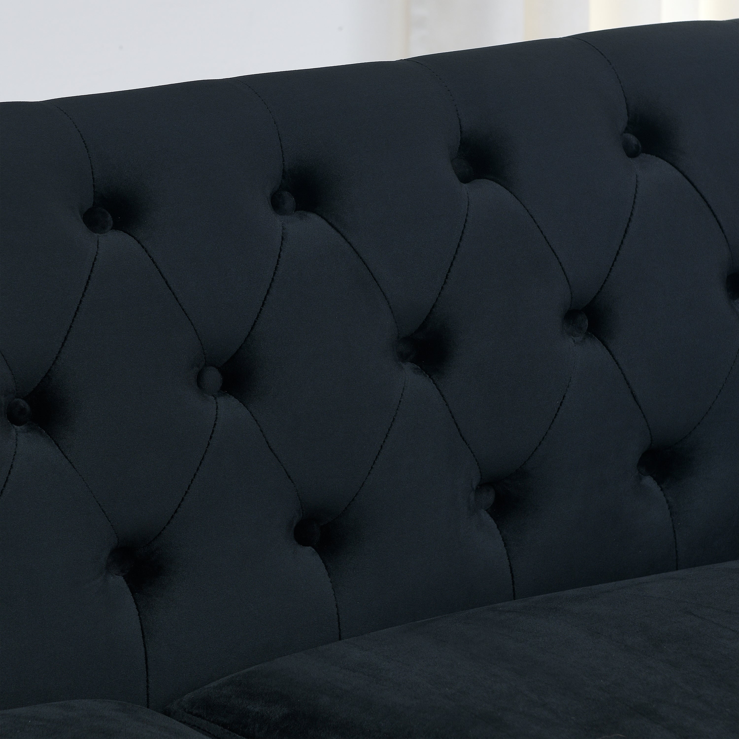 Chesterfield Modern Nailhead Tufted Velvet 2-Seater Sofa