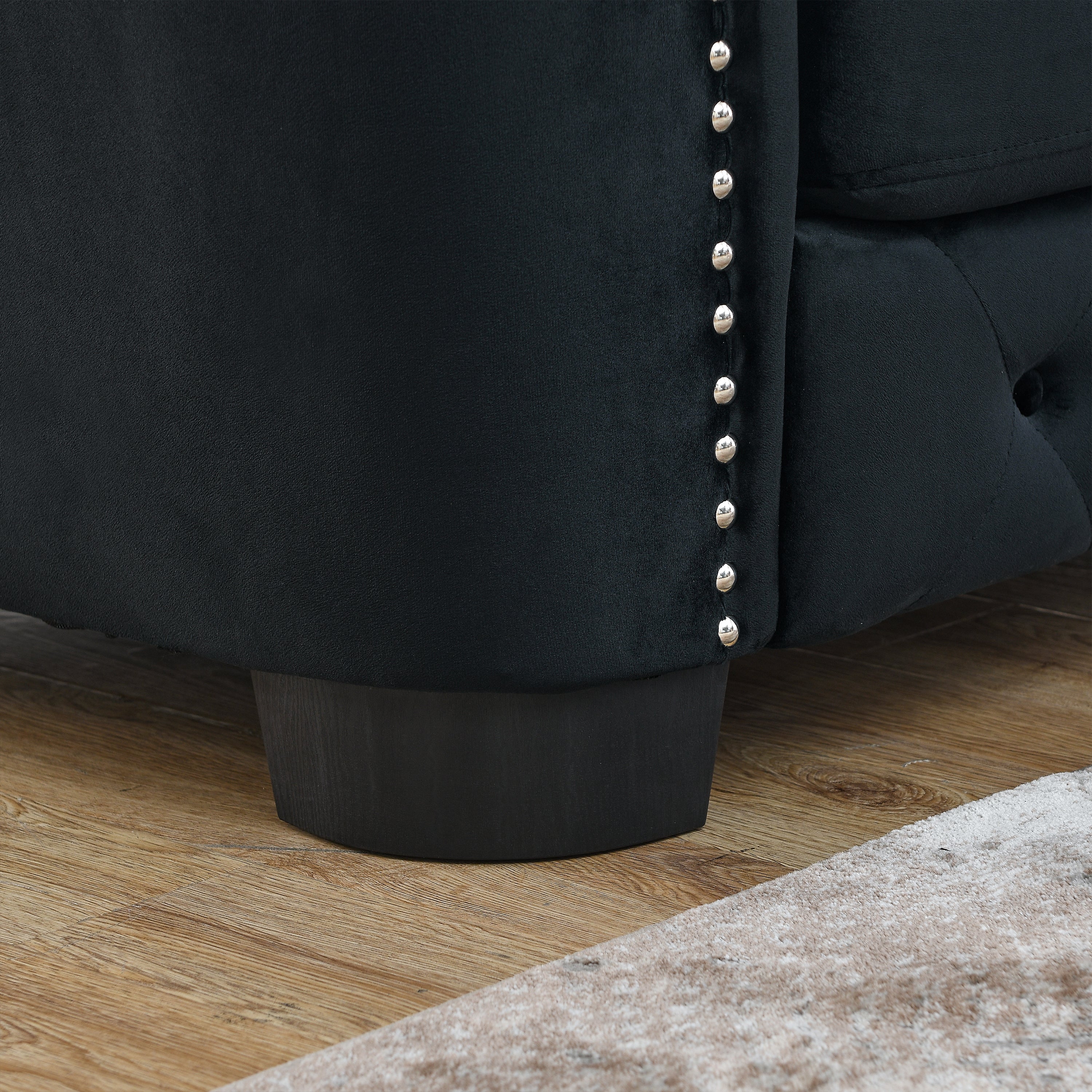 Chesterfield Modern Nailhead Tufted Velvet 2-Seater Sofa