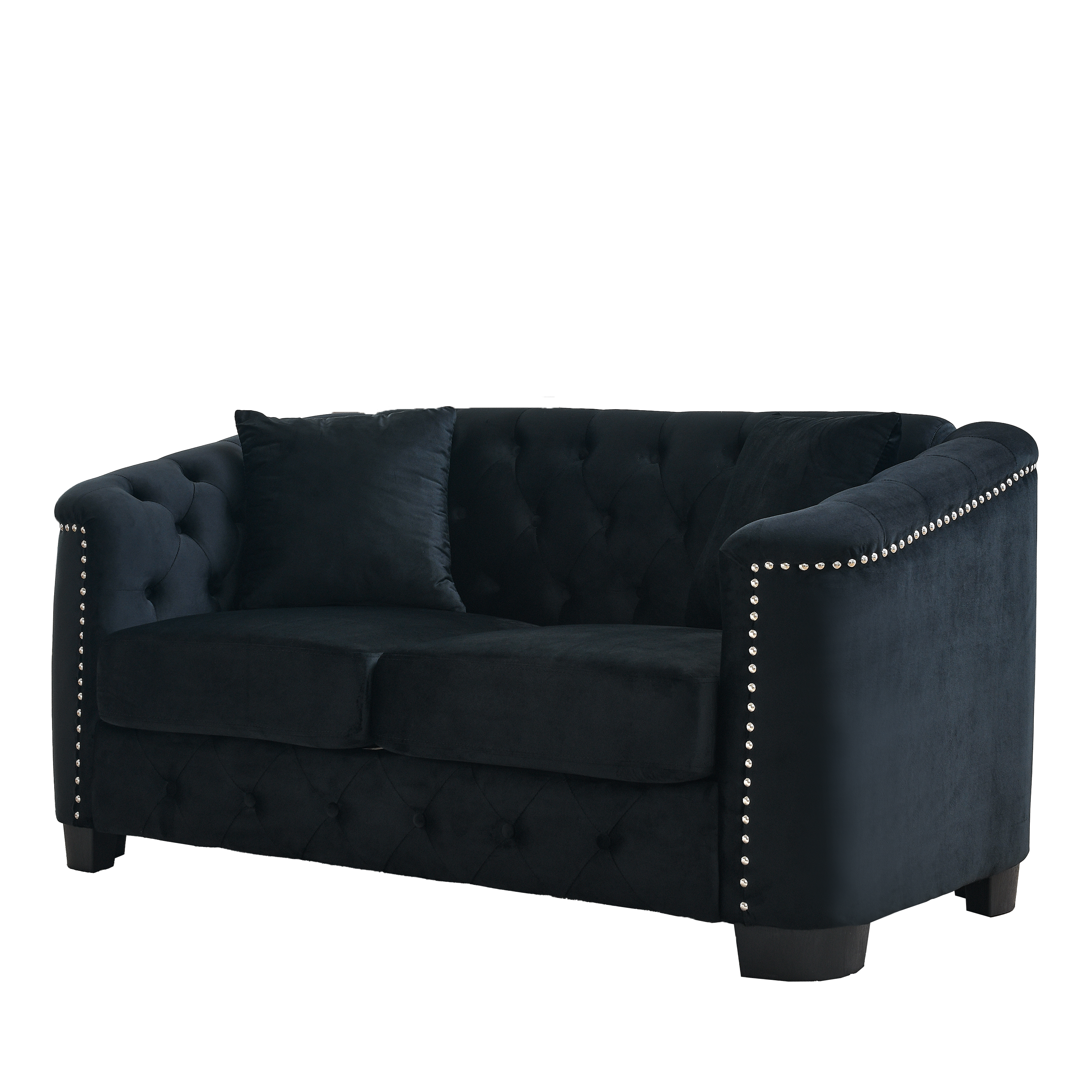 Chesterfield Modern Nailhead Tufted Velvet 2-Seater Sofa