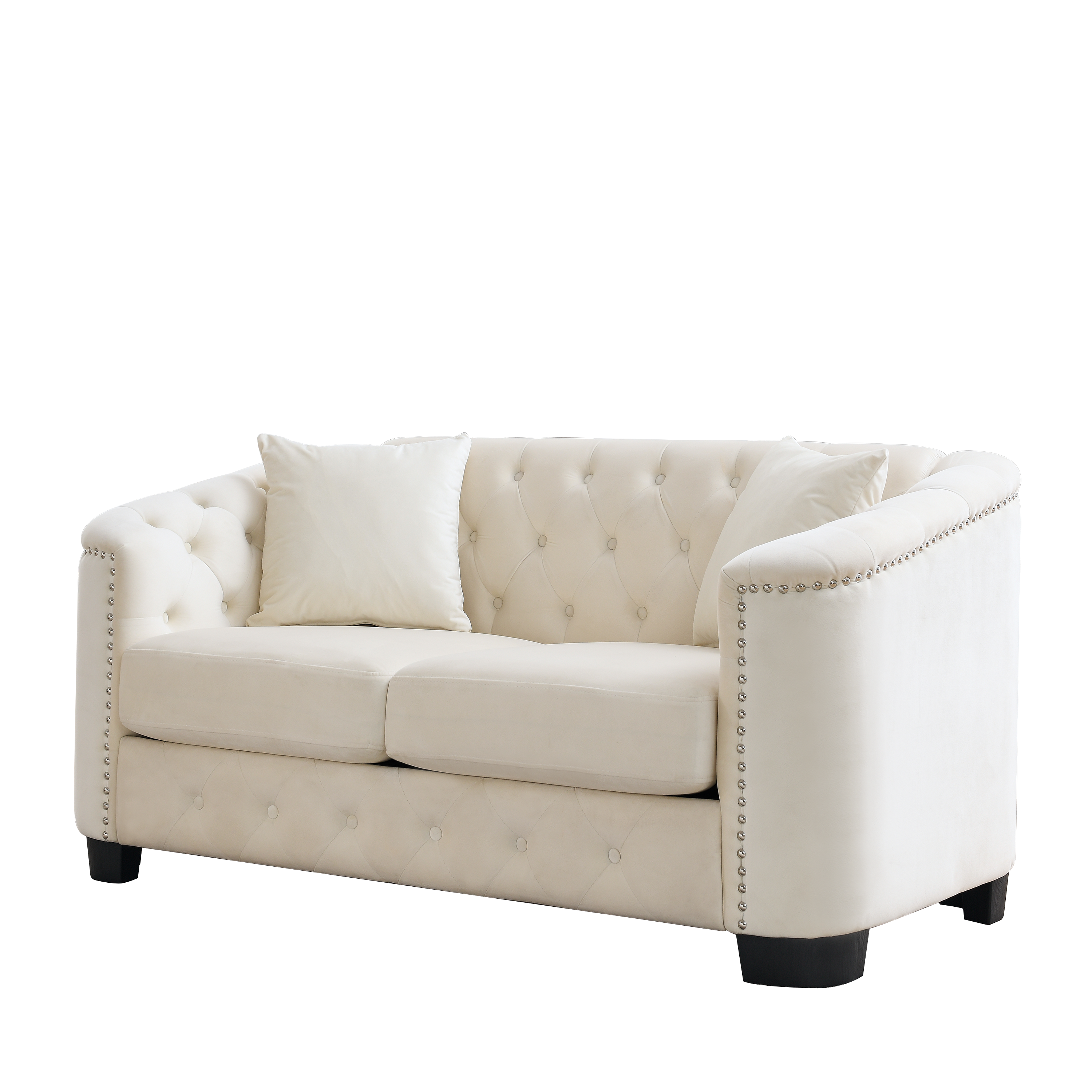 Chesterfield Modern Nailhead Tufted Velvet 2-Seater Sofa