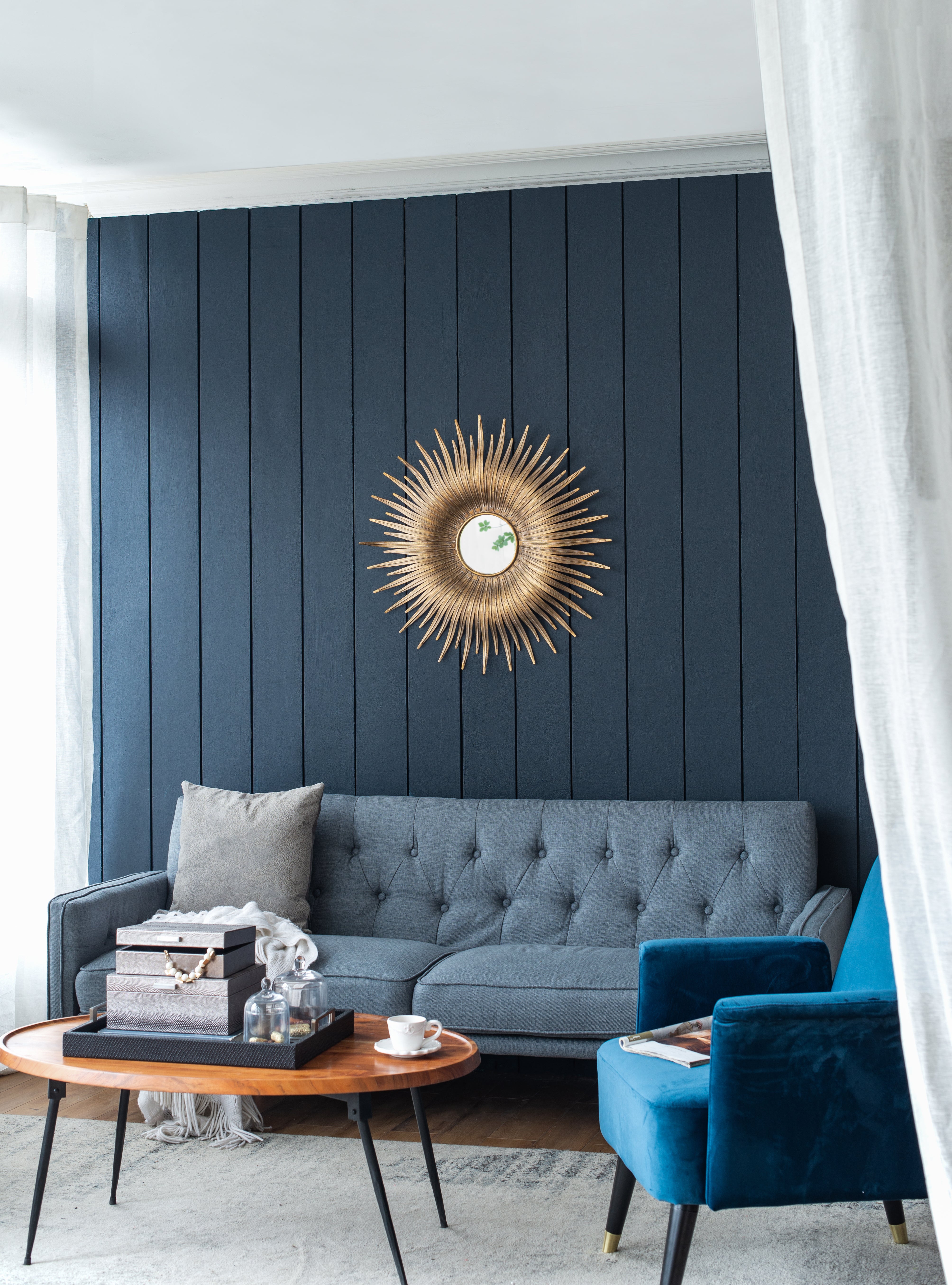 28.3' in Retro Design Gold Sunburst Metal Wall Mirror Decorative Mirror