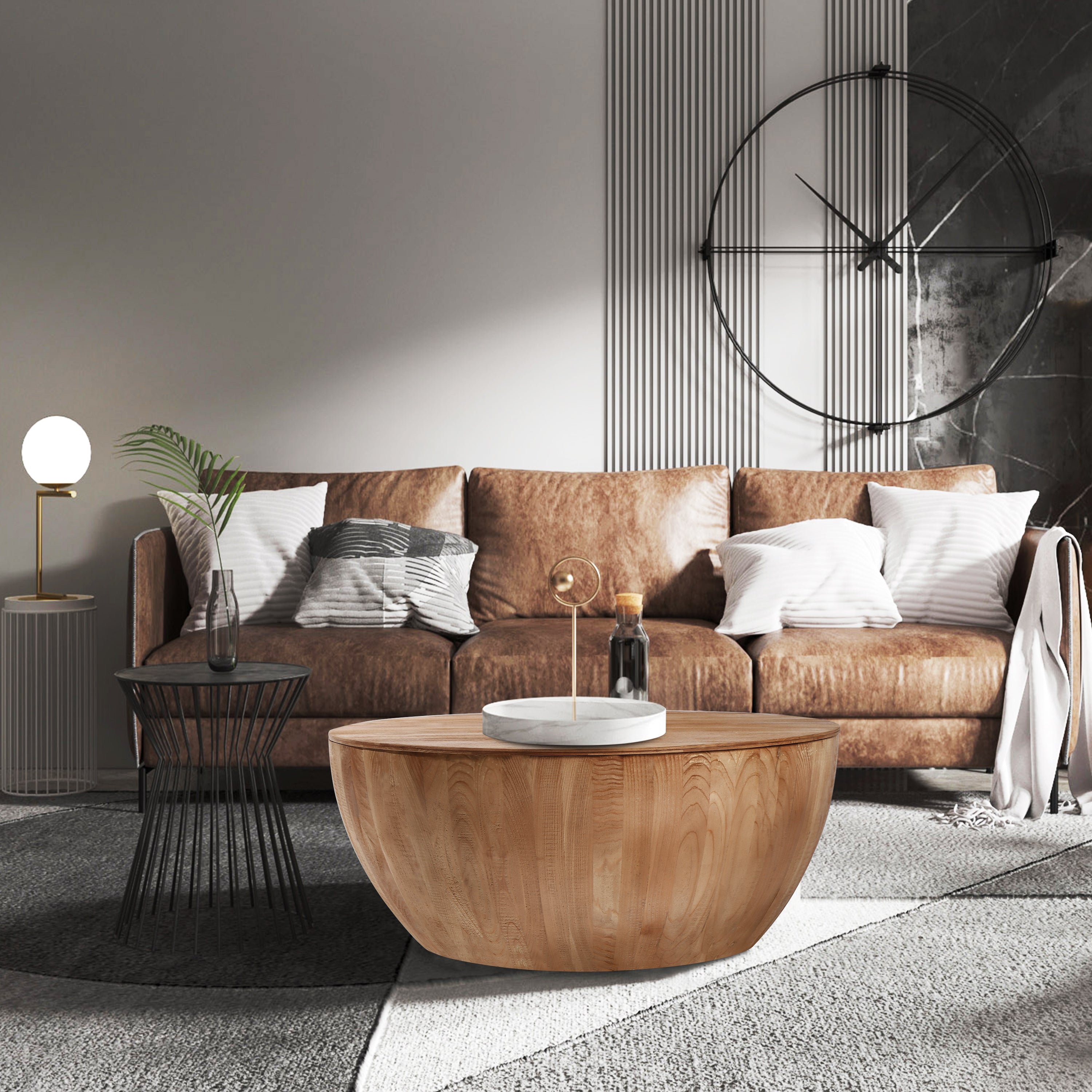 Short Bucket Shaped Drum Coffee Table