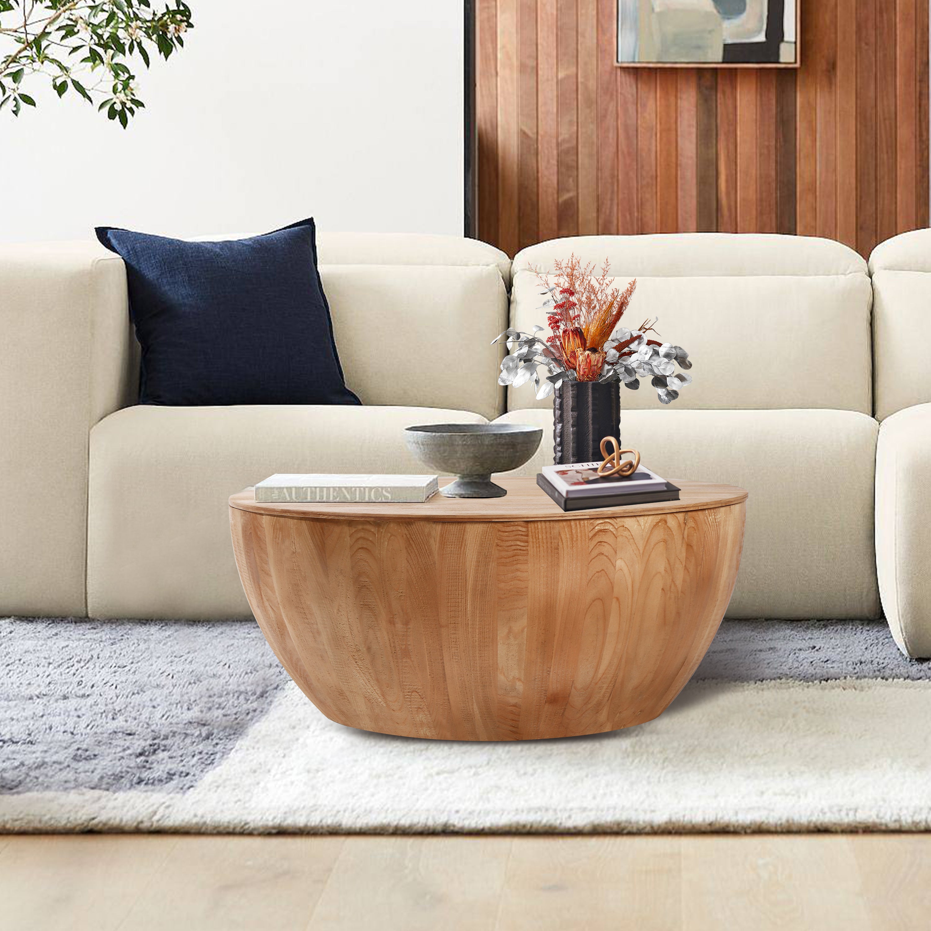 Short Bucket Shaped Drum Coffee Table
