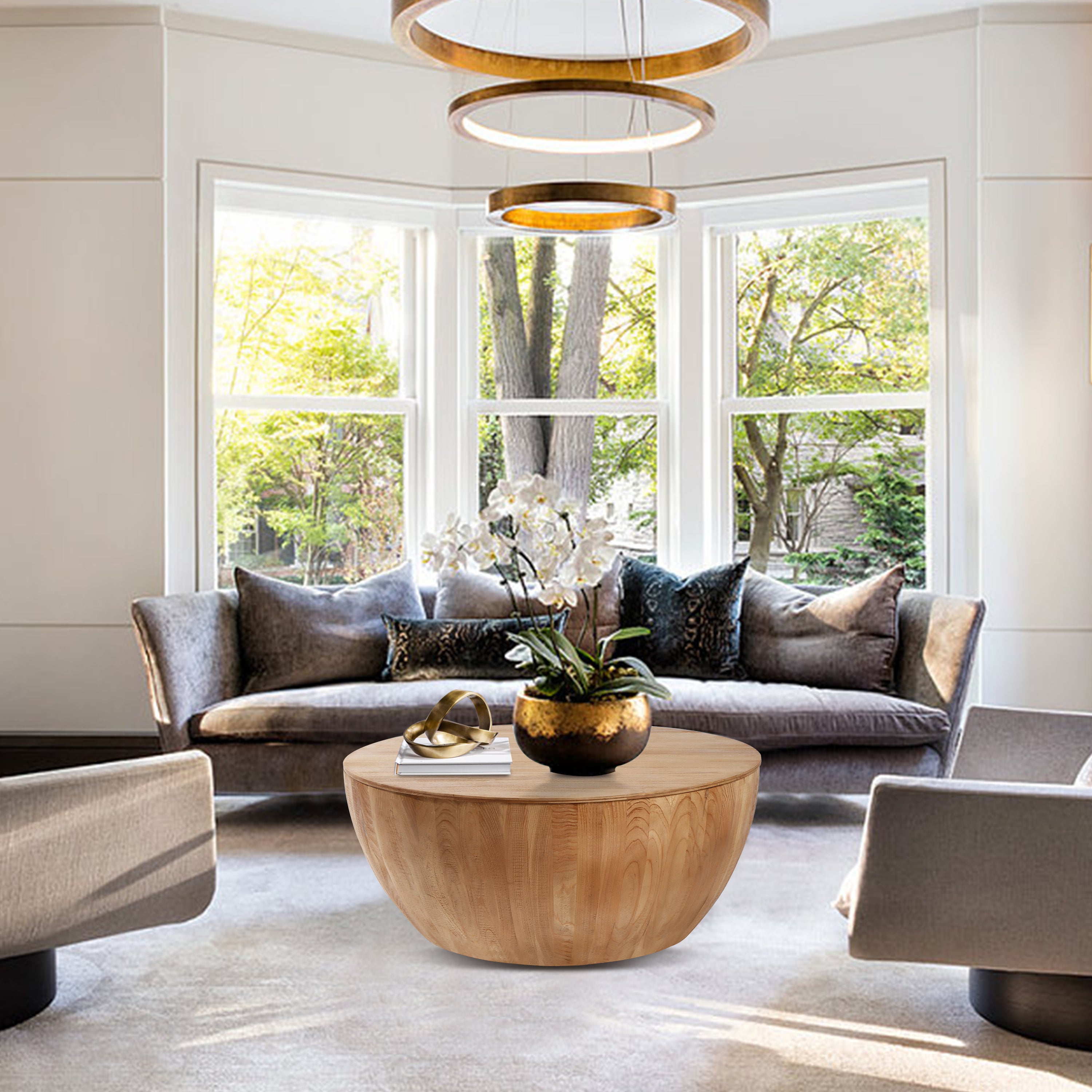 Short Bucket Shaped Drum Coffee Table