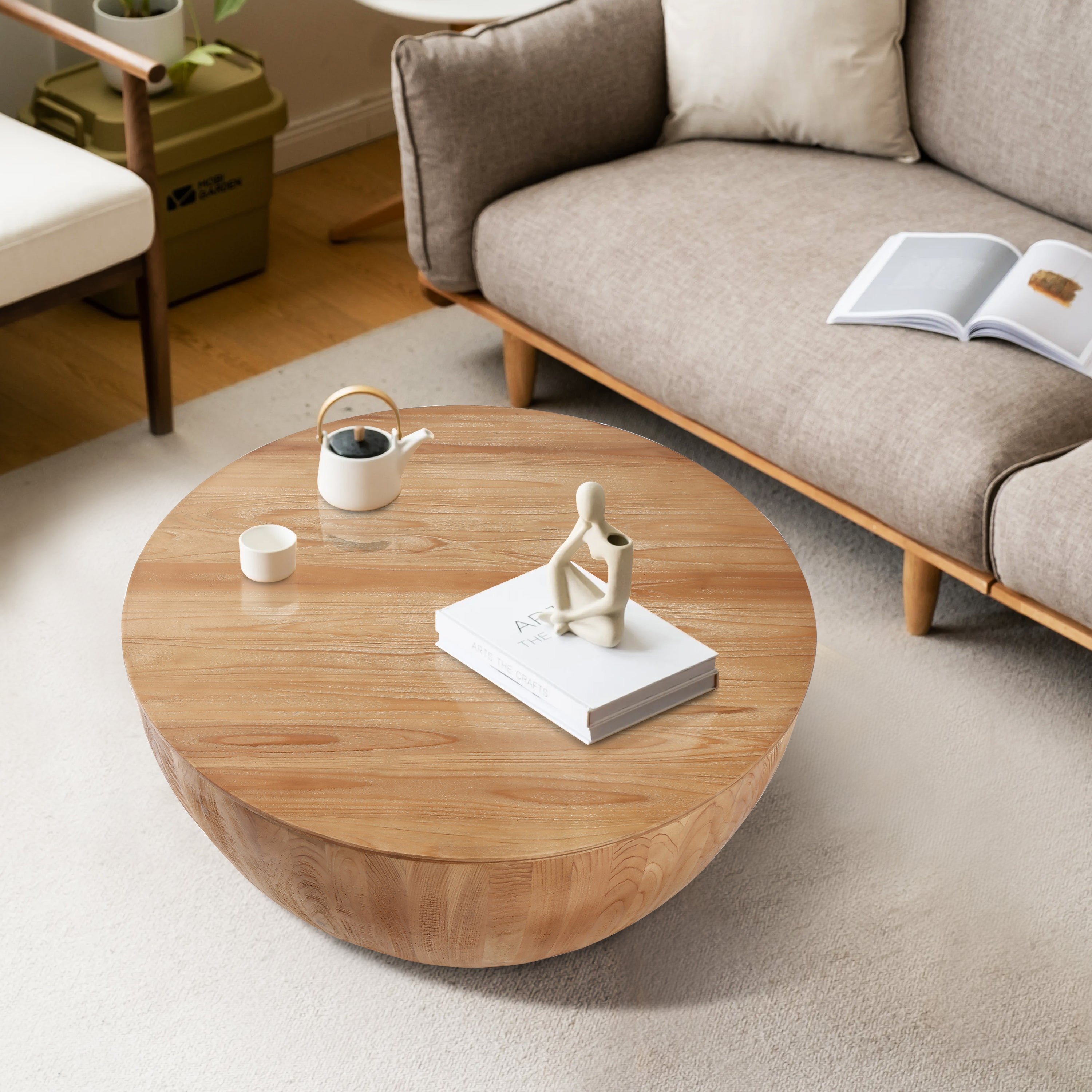 Short Bucket Shaped Drum Coffee Table