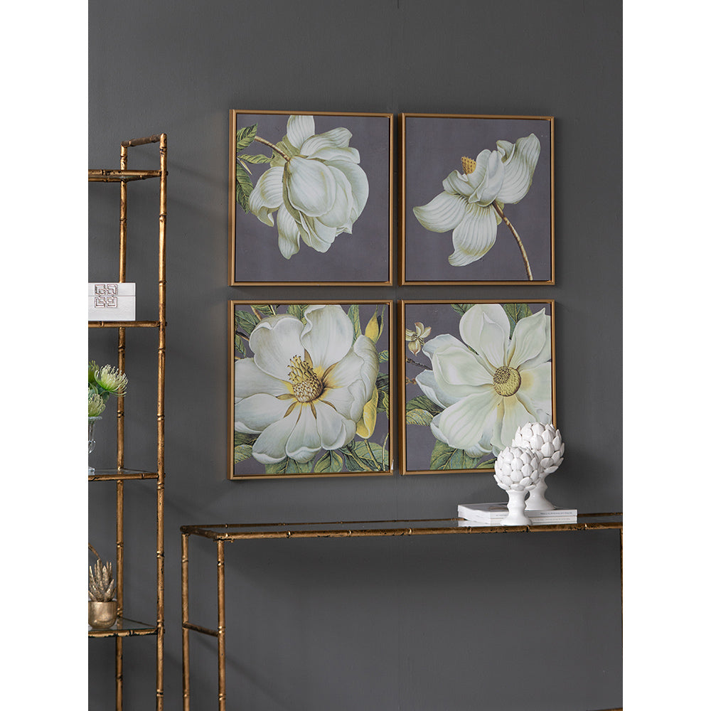 White and Gold Botanical Wall Art Prints