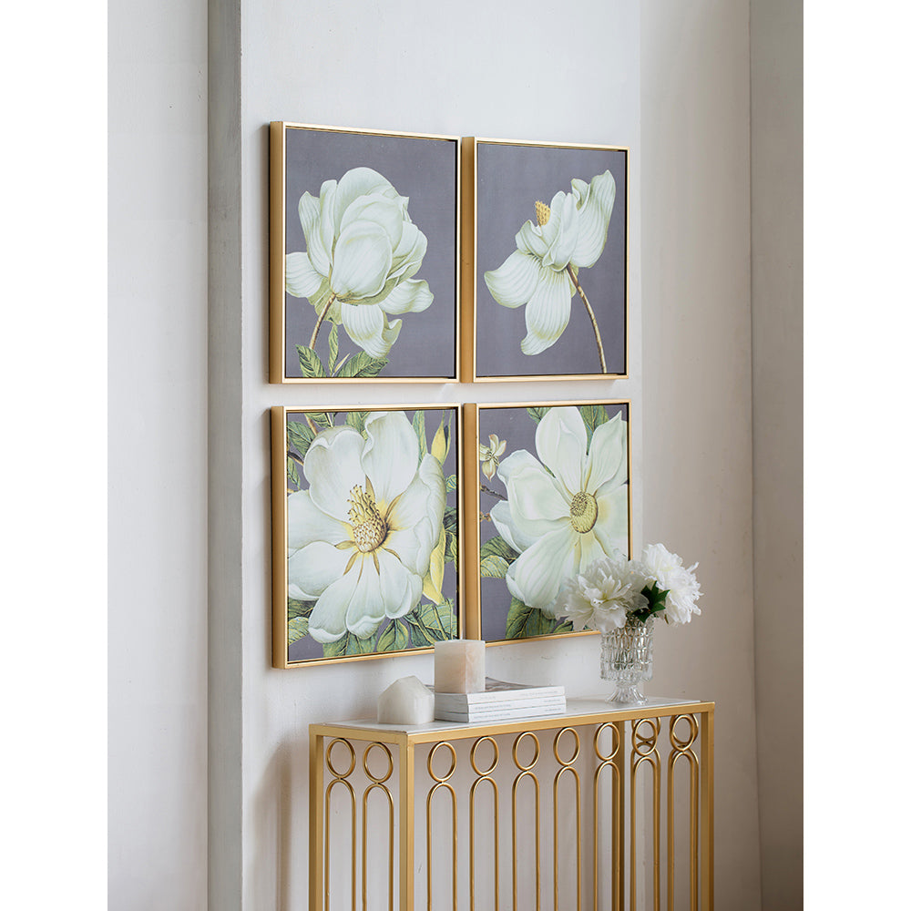 White and Gold Botanical Wall Art Prints
