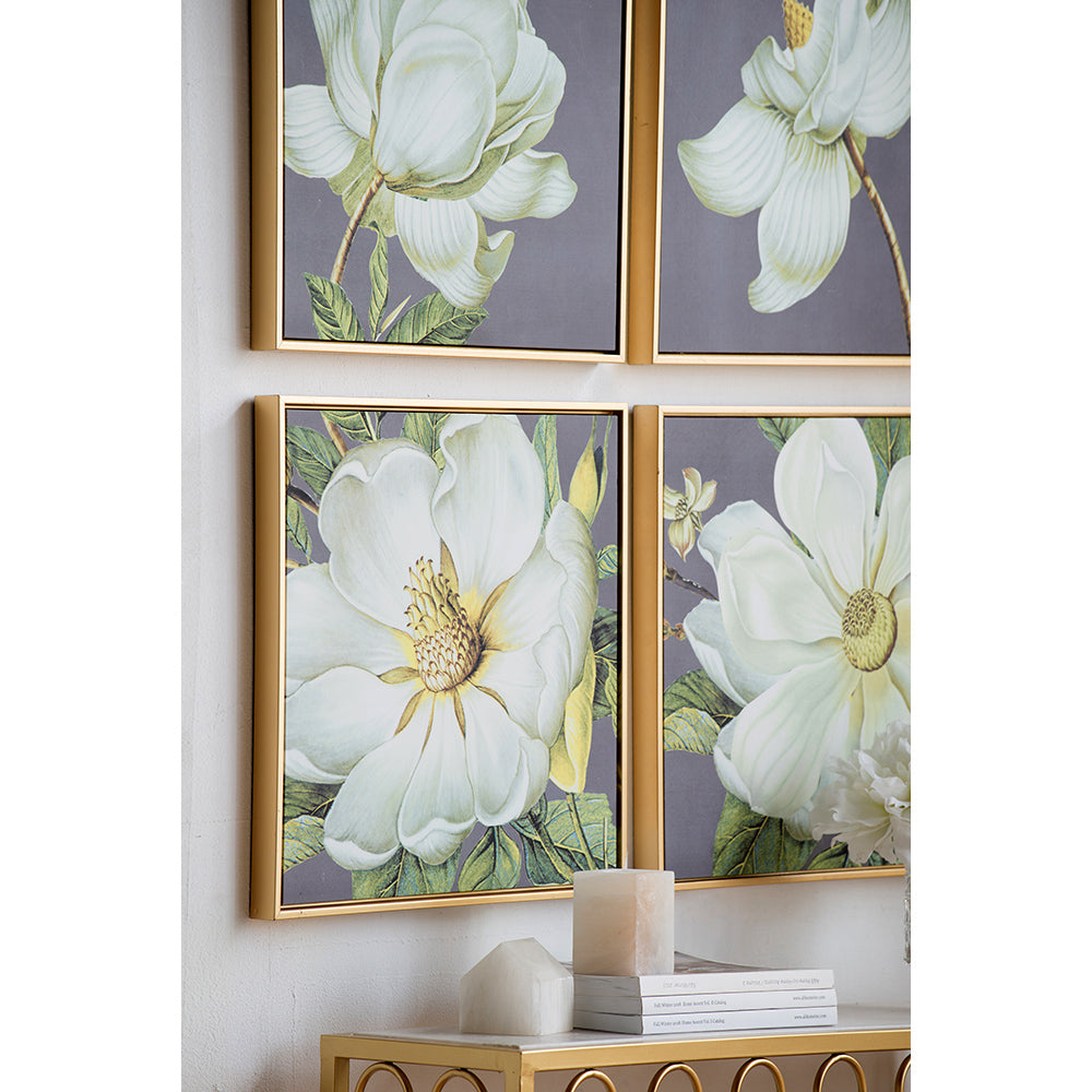 White and Gold Botanical Wall Art Prints