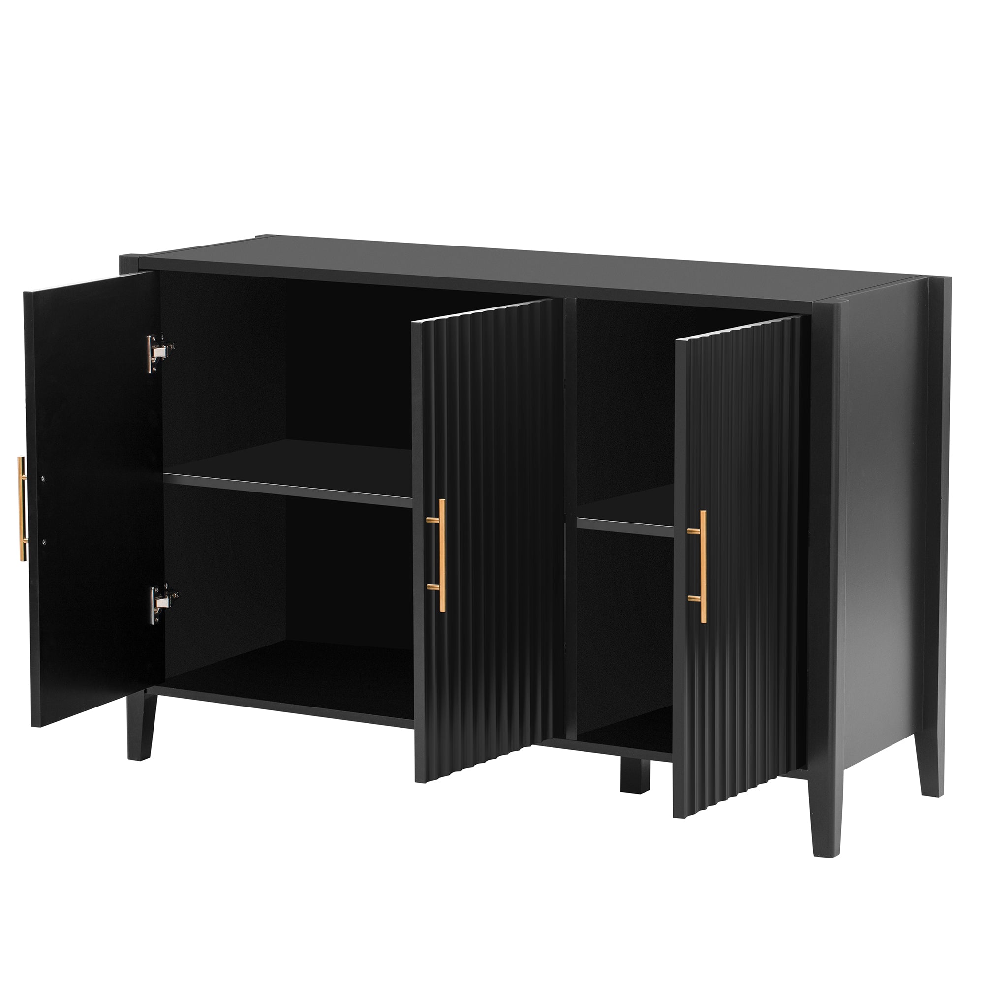 Three-Door Storage Cabinet with Metal Handles