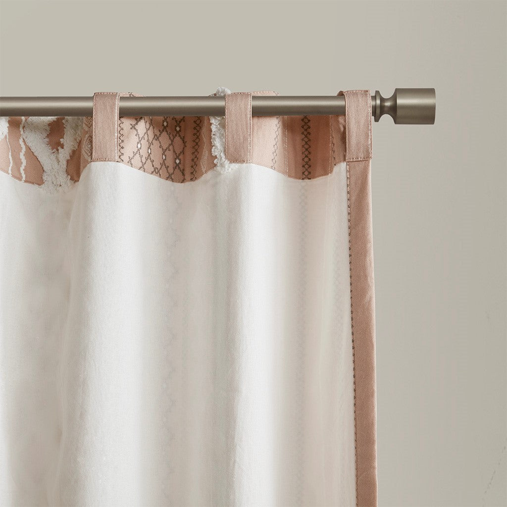 Cotton Printed Chenille Stripe Lined Curtain Panel
