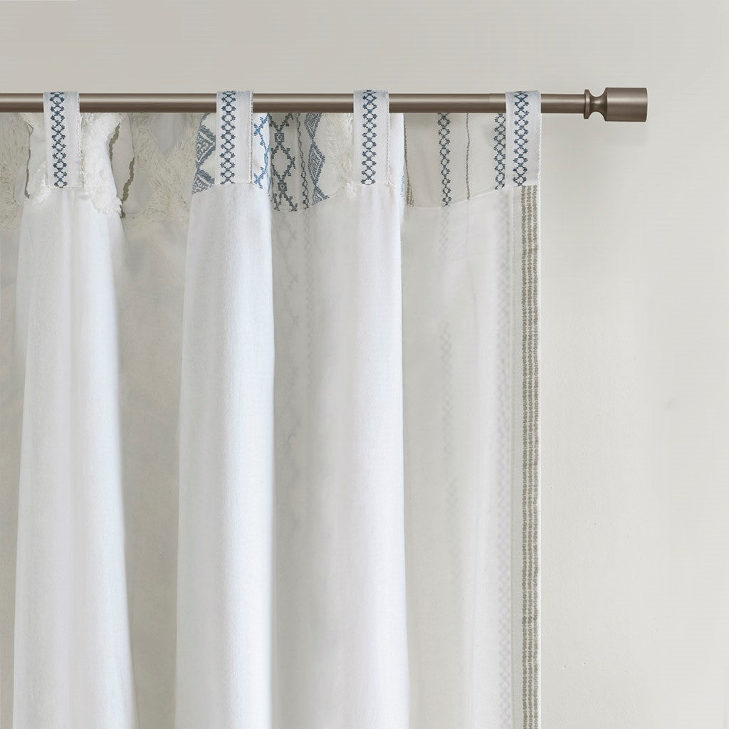 Cotton Printed Chenille Stripe Lined Curtain Panel