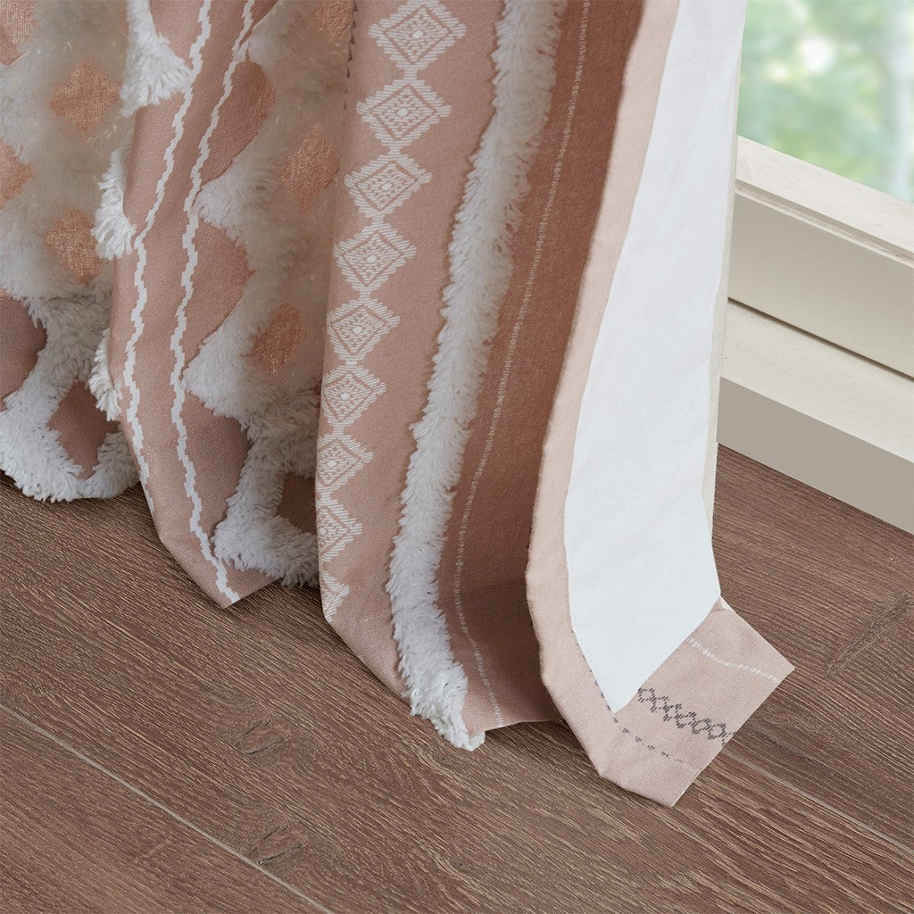 Cotton Printed Chenille Stripe Lined Curtain Panel