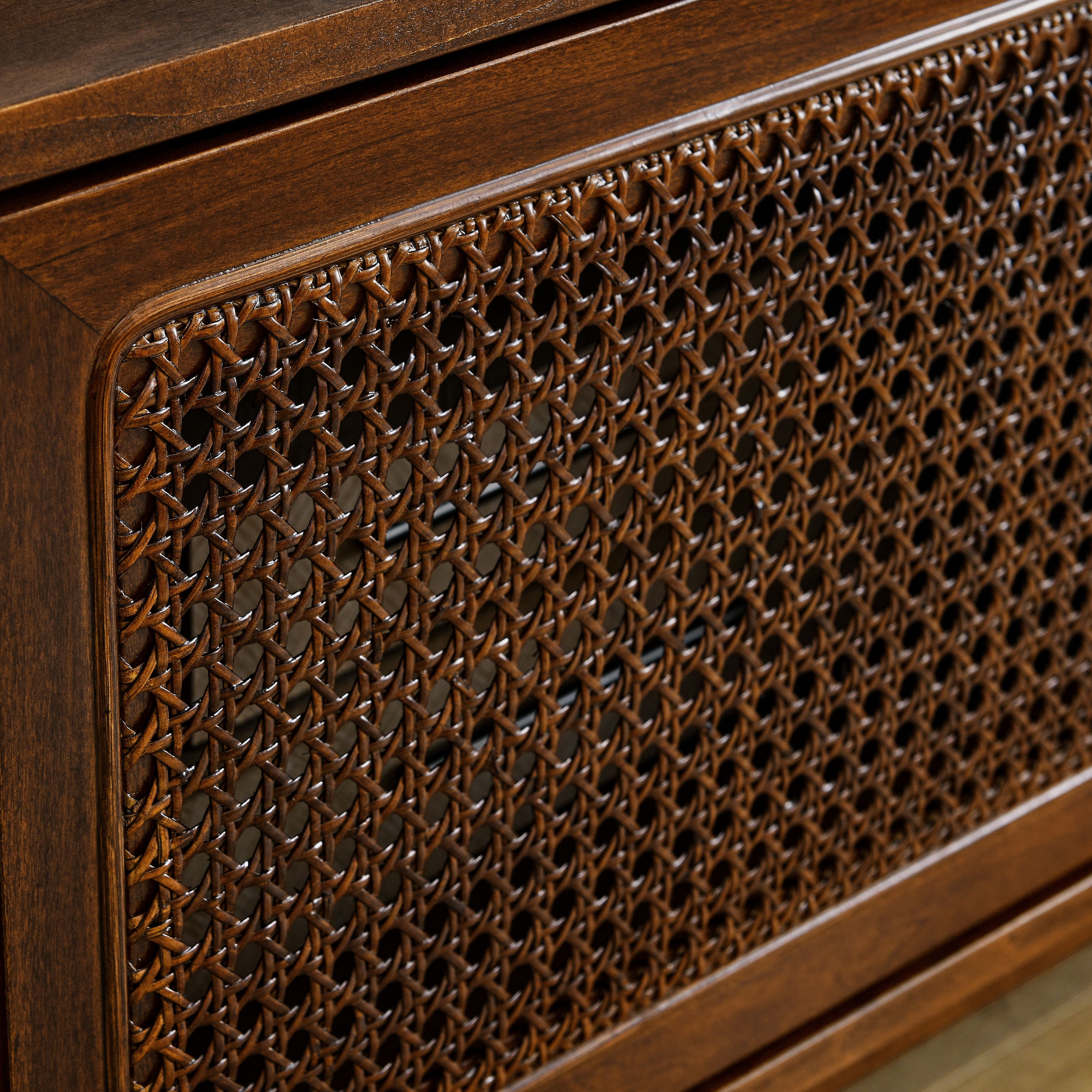 Mid Century Modern Rattan TV Stand for 65 Inch TV