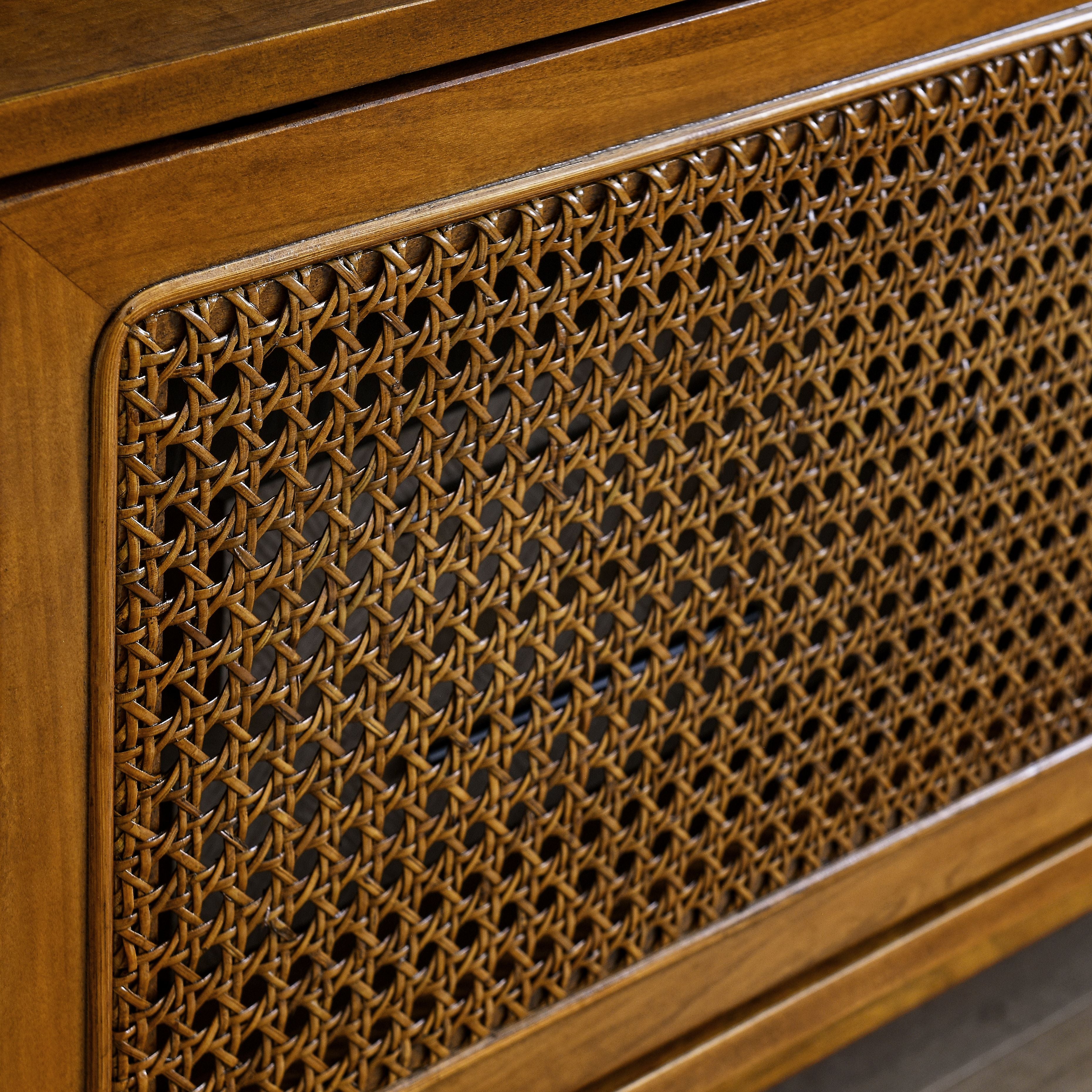 Mid Century Modern Rattan TV Stand for 65 Inch TV