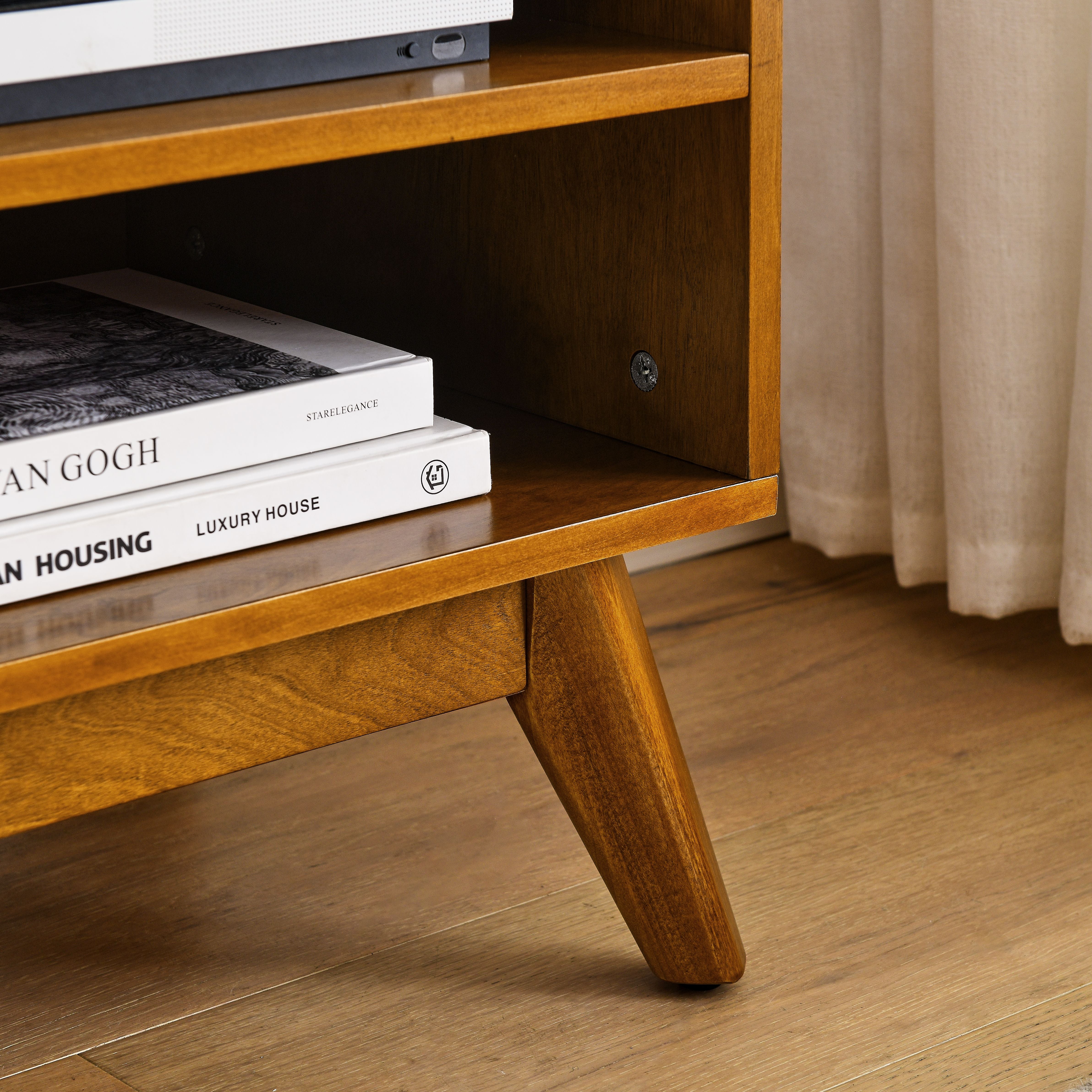 Mid Century Modern Rattan TV Stand for 65 Inch TV