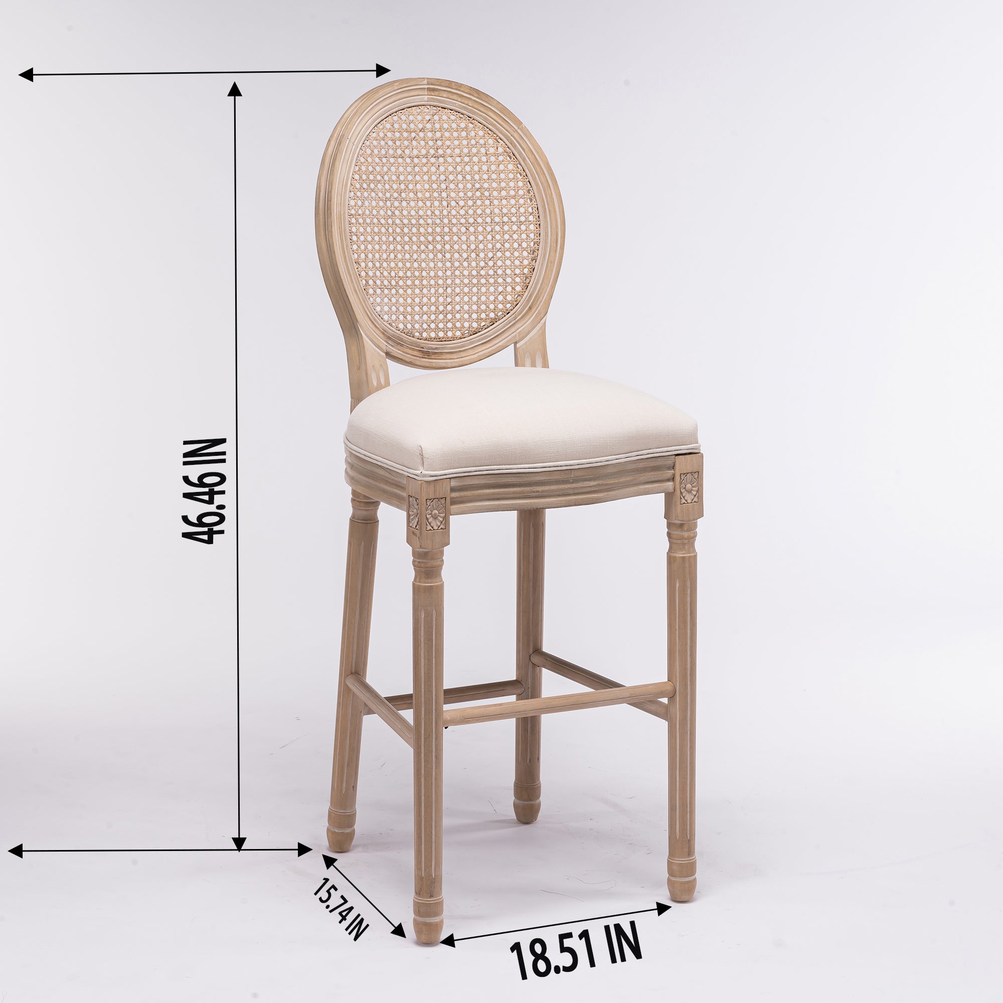 French Country Wooden Barstools,Set of  2