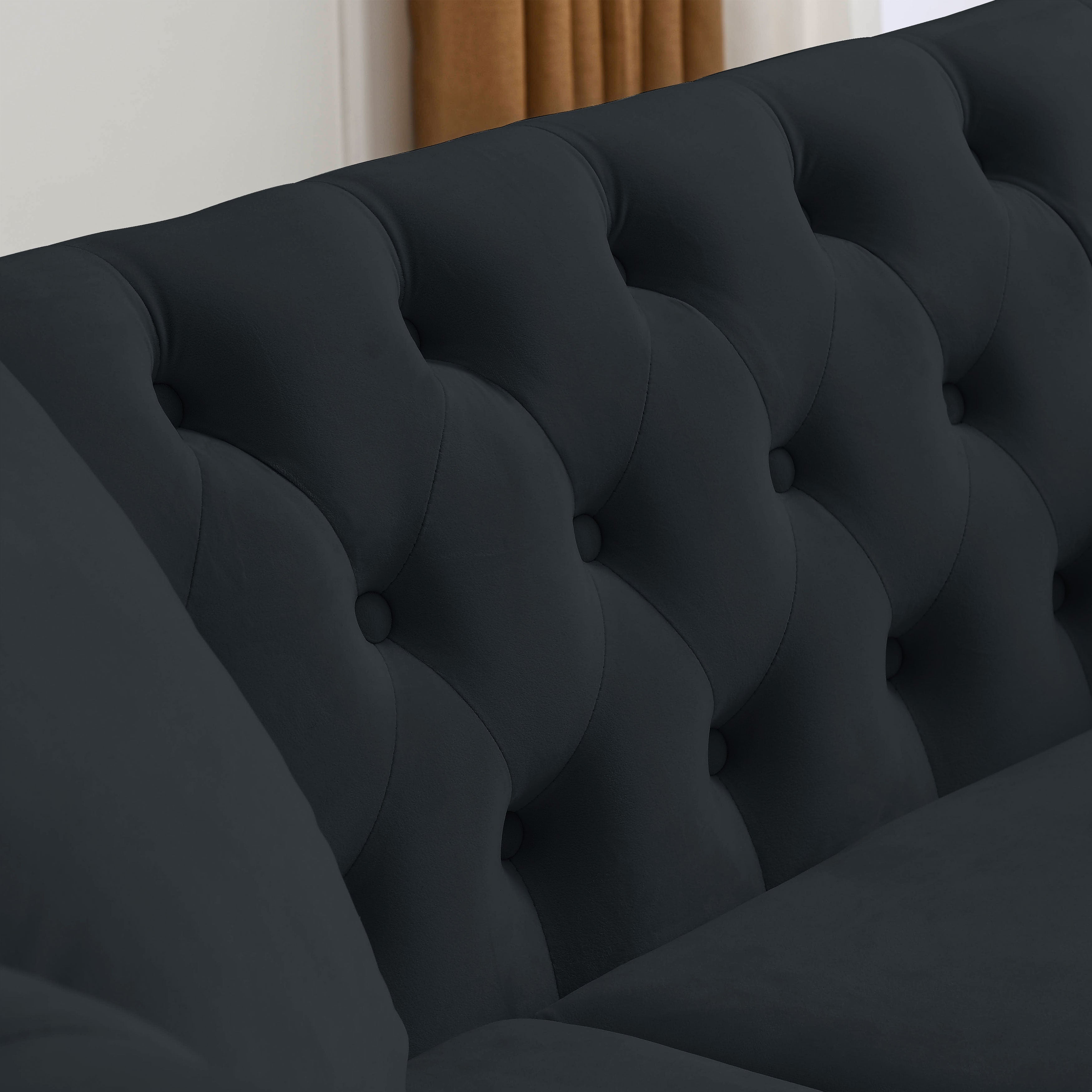 Nailhead Velvet Chesterfield Loveseat