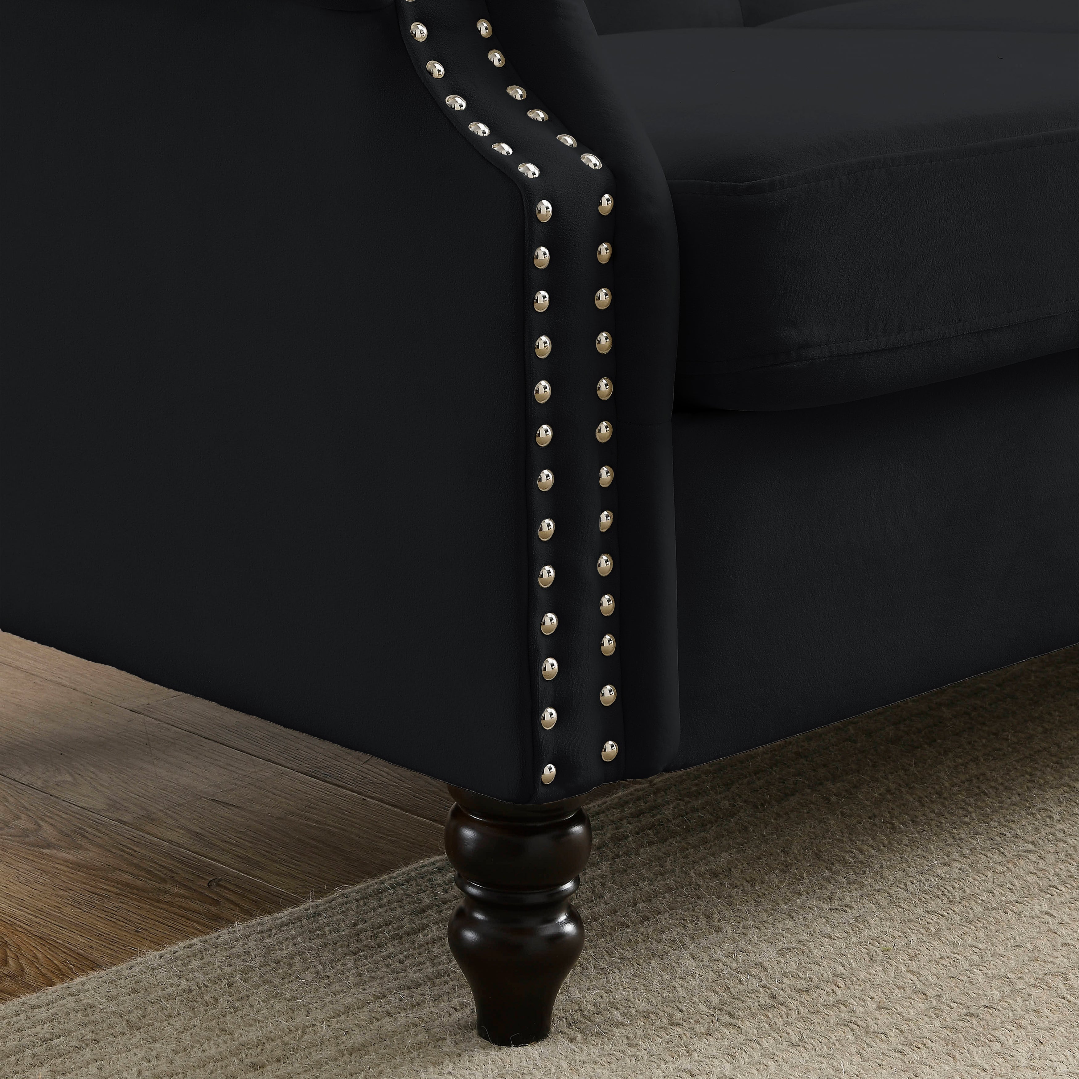 Black Velvet Chesterfield Sofa