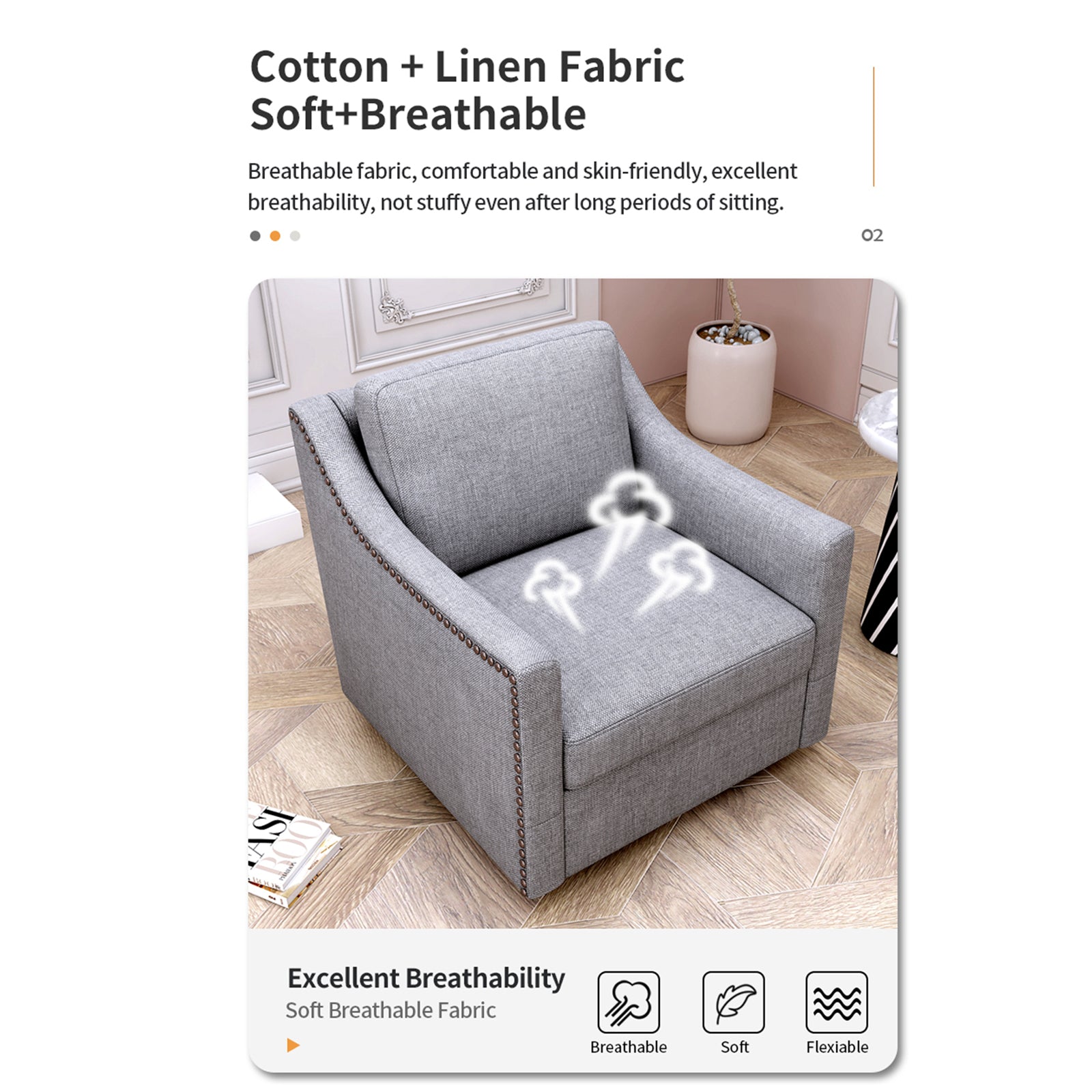 Teddy Fleece 360° Swivel Round Upholstered Comfy Accent Chair With Pillow