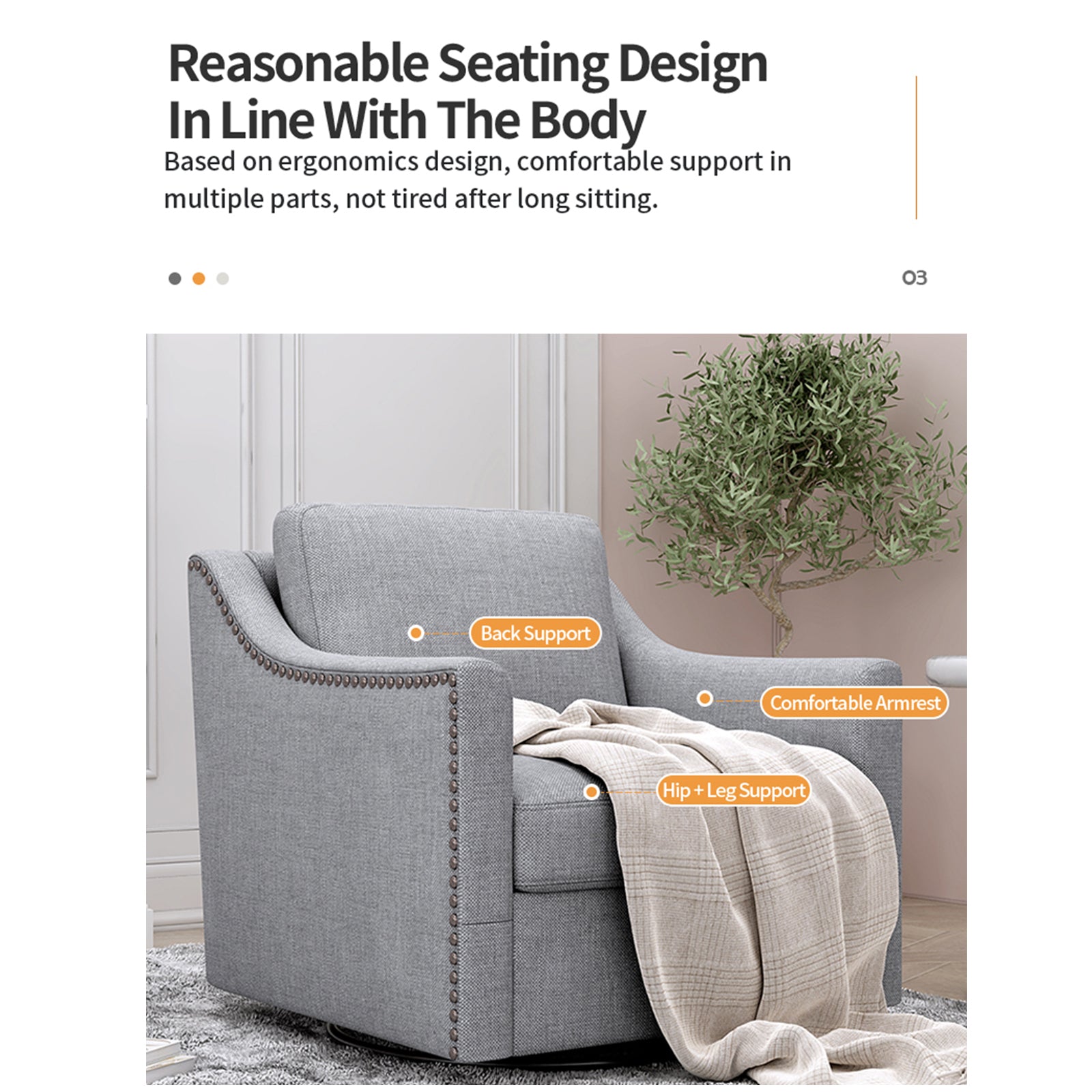 Teddy Fleece 360° Swivel Round Upholstered Comfy Accent Chair With Pillow