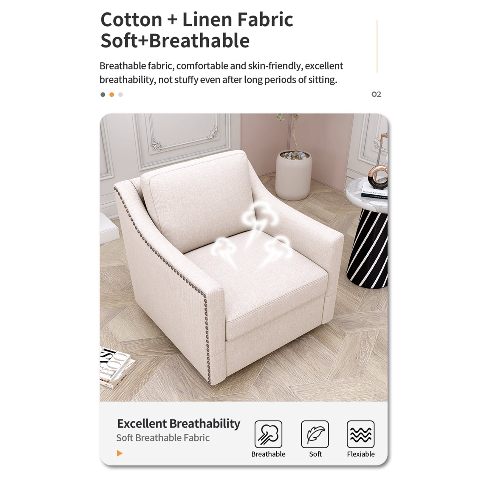 Teddy Fleece 360° Swivel Round Upholstered Comfy Accent Chair With Pillow