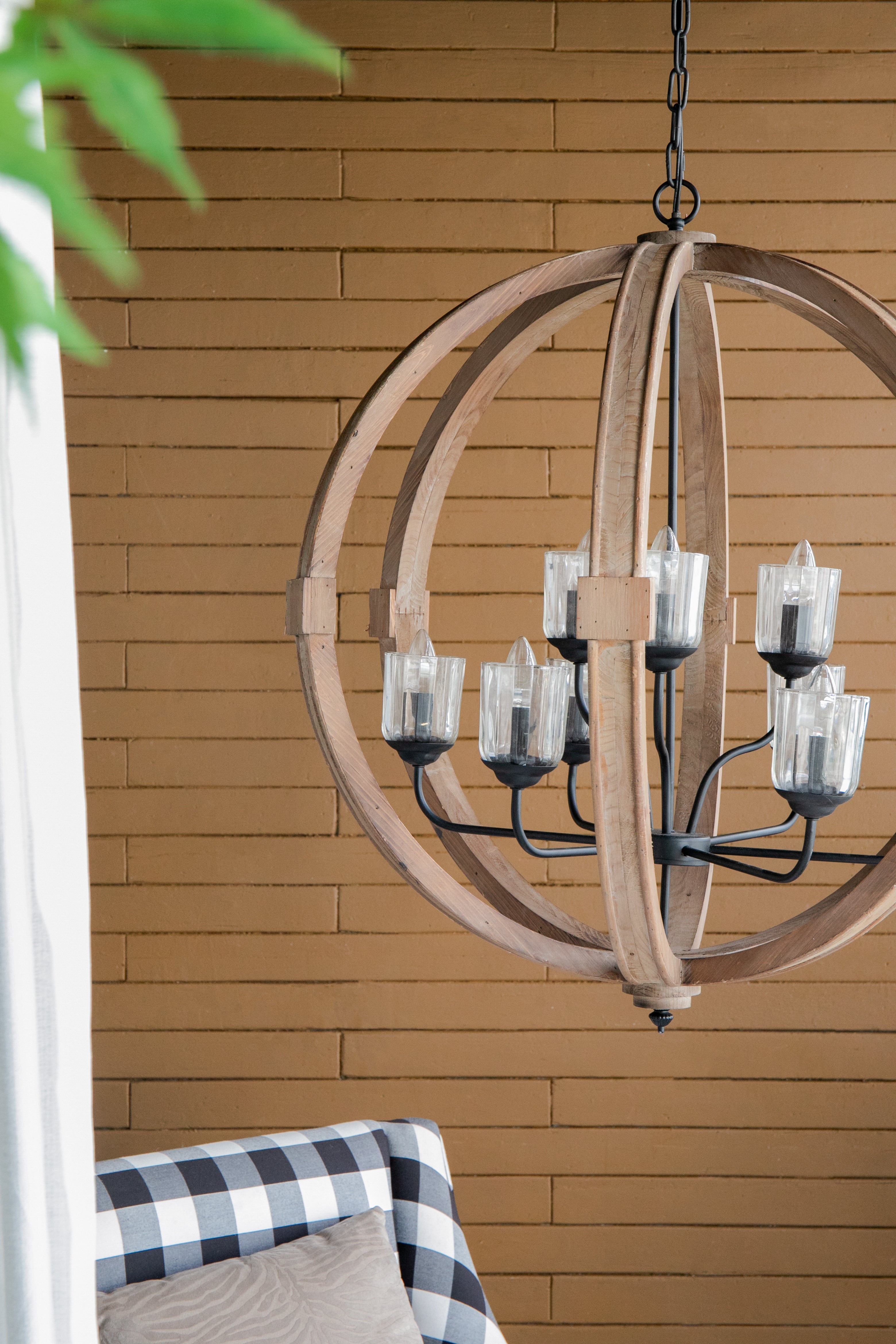 9- Light Wood Globe Chandelier