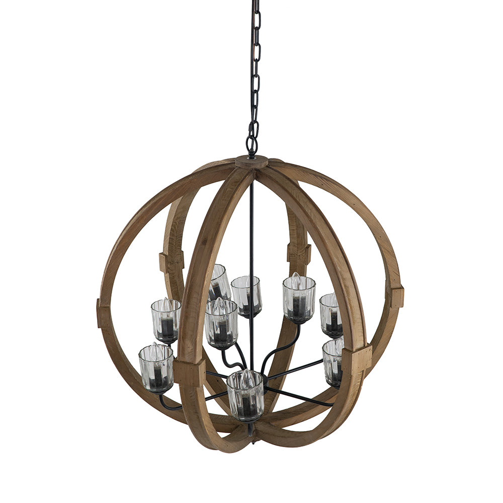 9- Light Wood Globe Chandelier