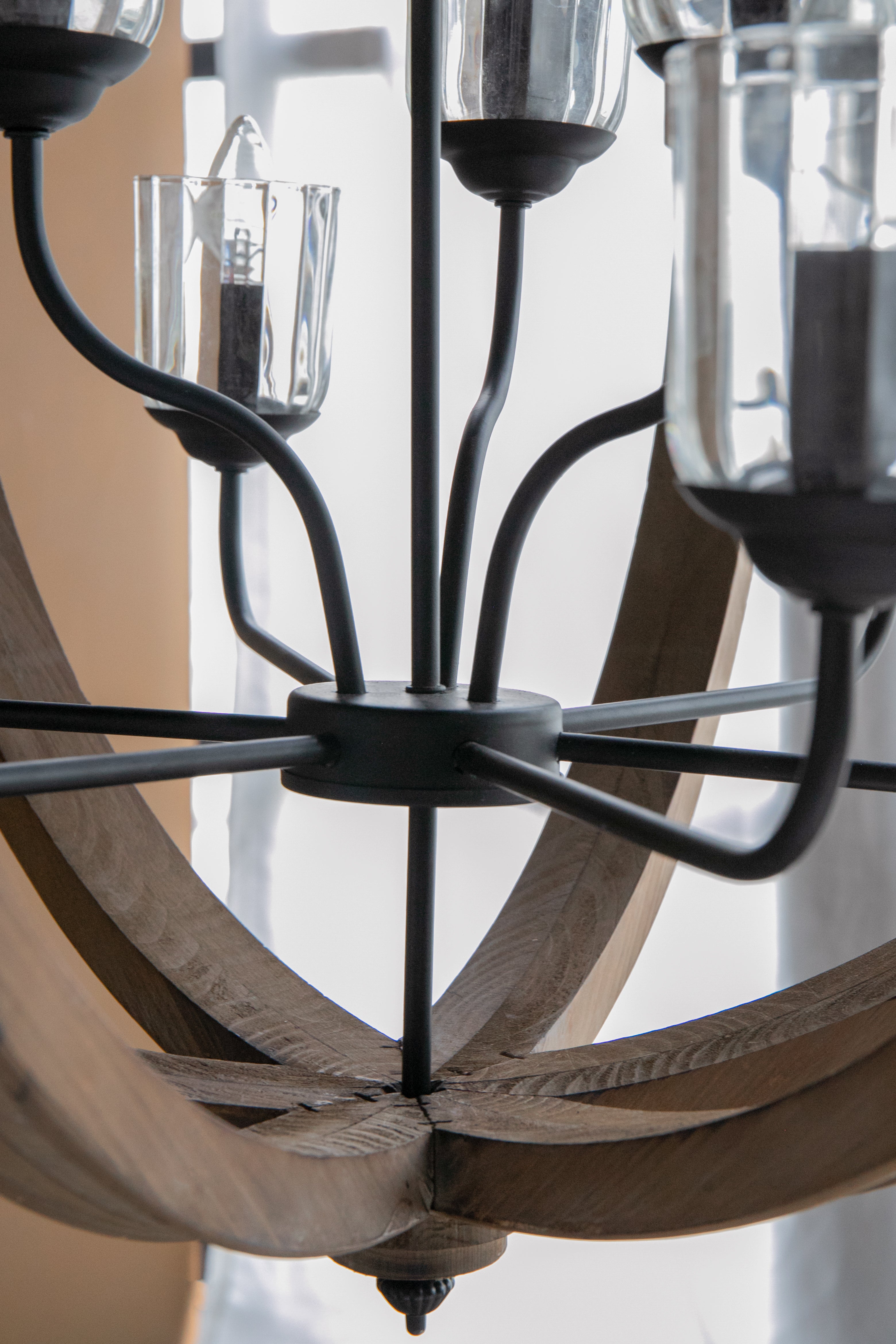 9- Light Wood Globe Chandelier