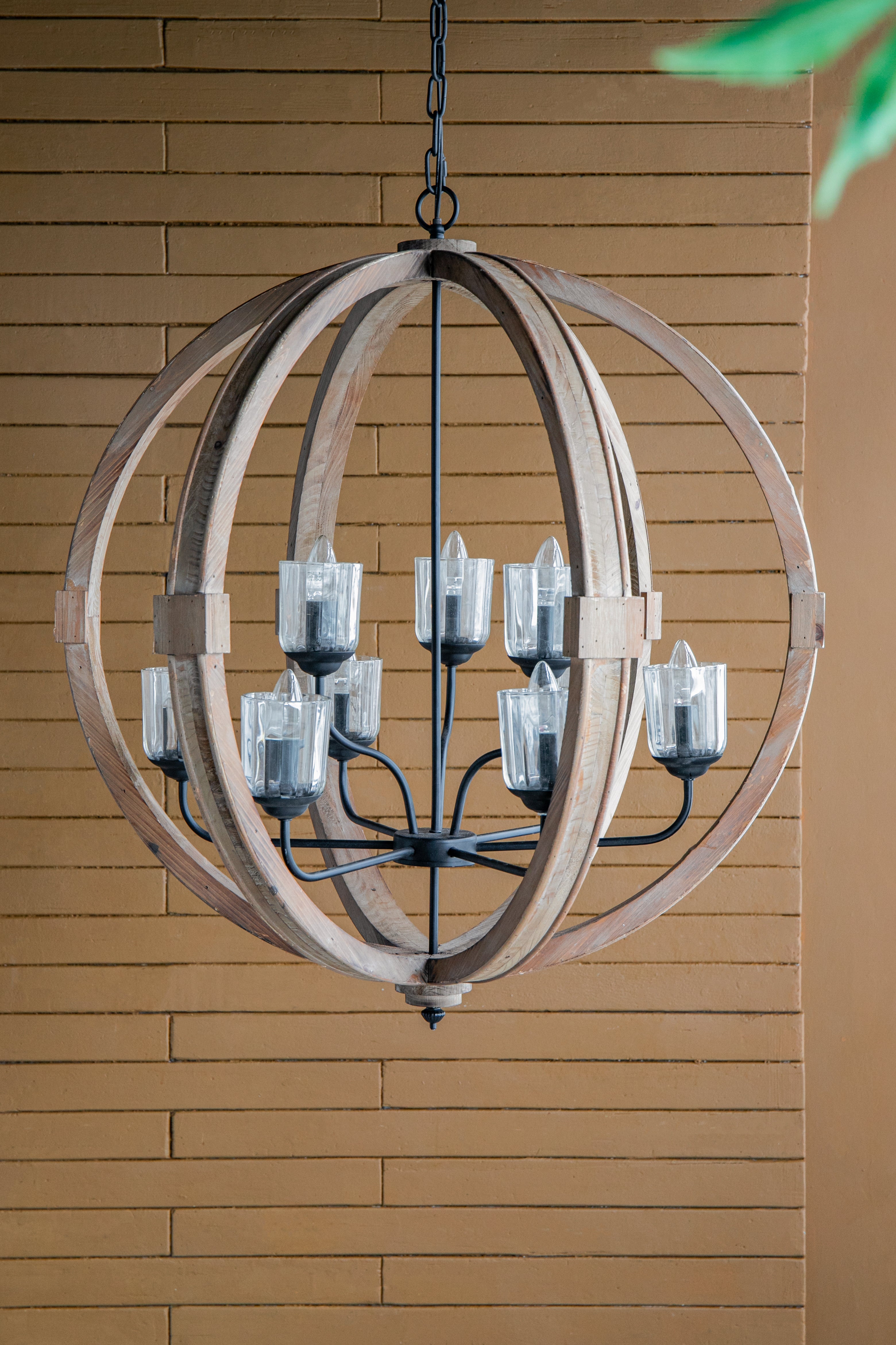 9- Light Wood Globe Chandelier