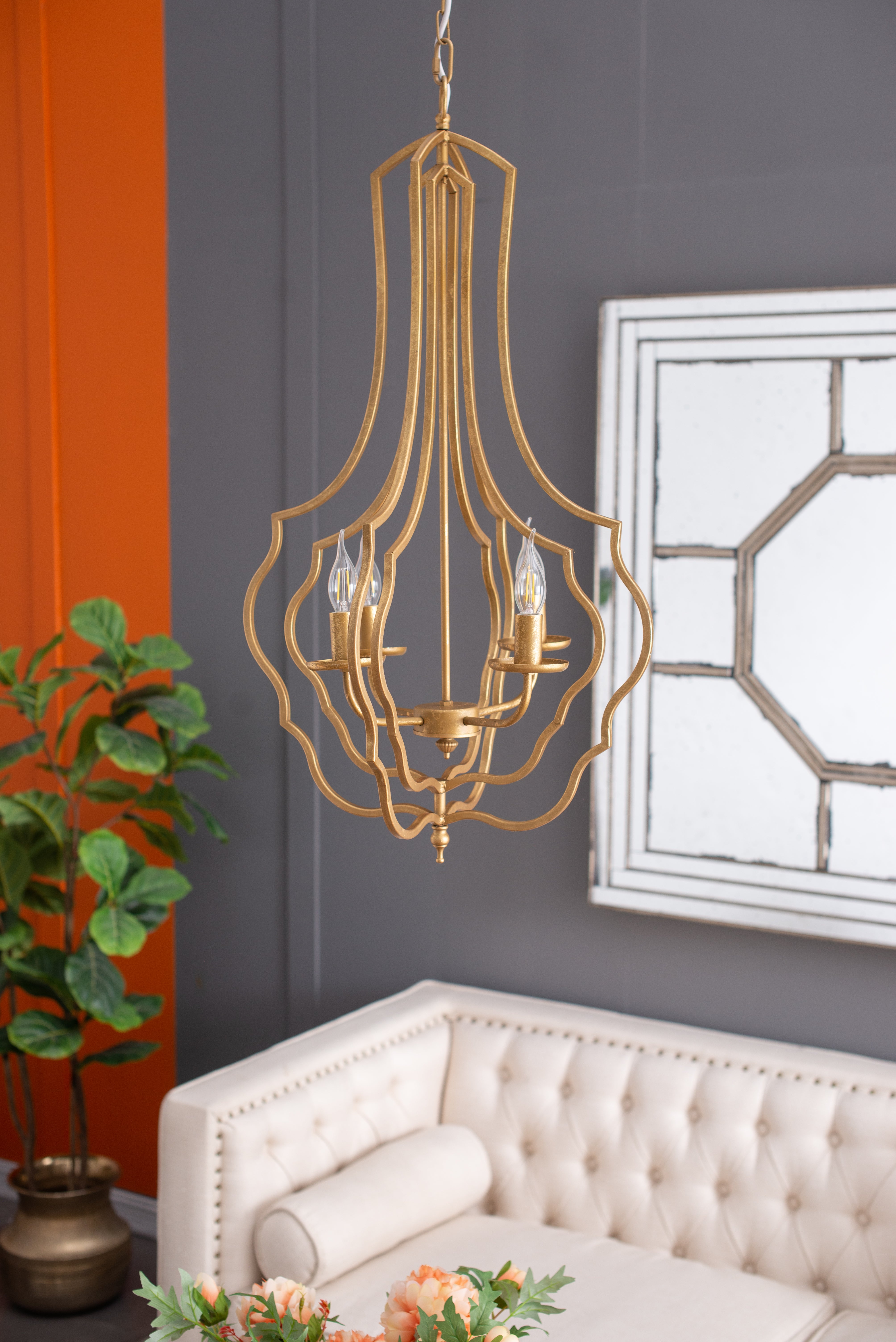 4-Light Metal Chandelier