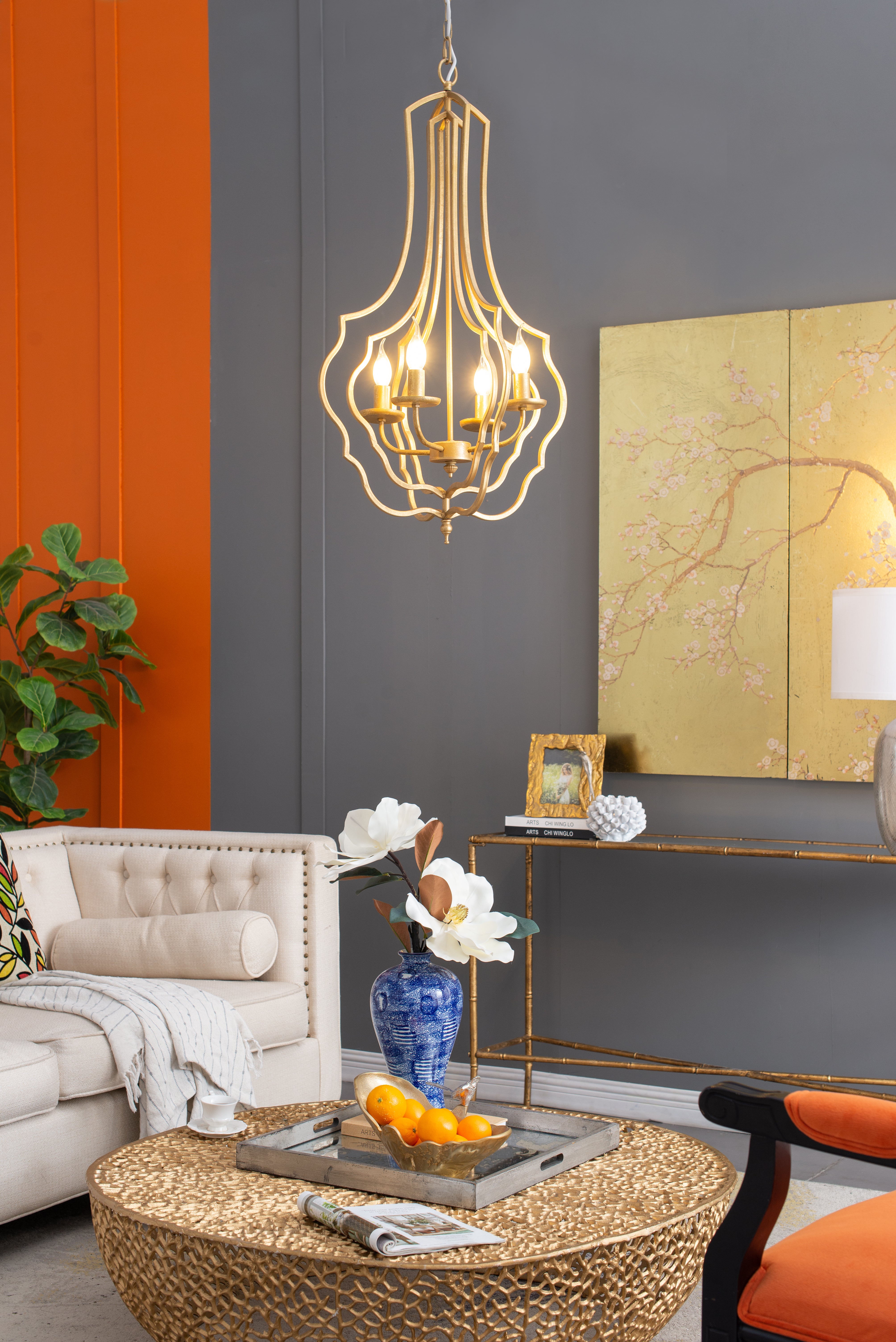 4-Light Metal Chandelier