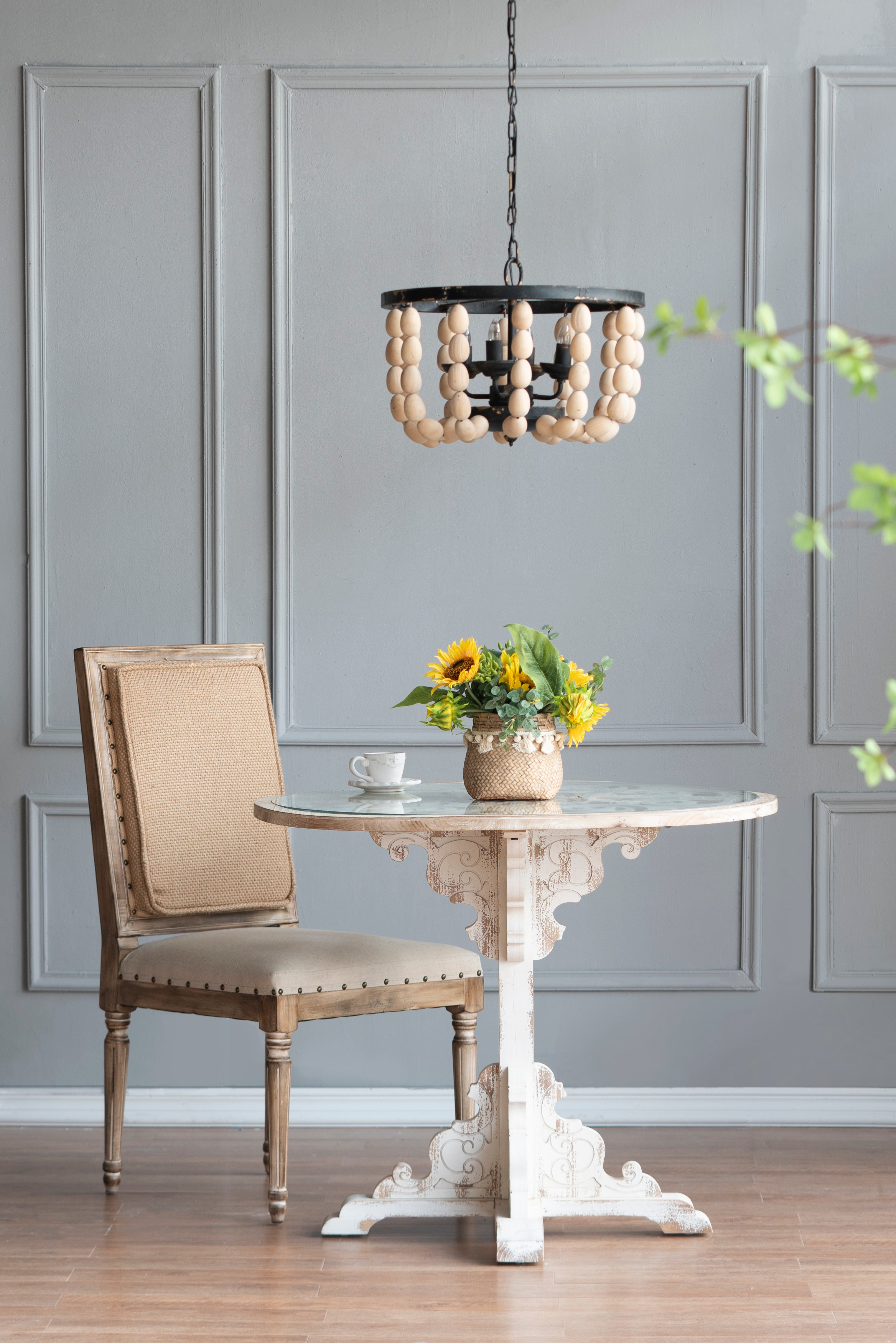 Beaded Wooden Chandelier