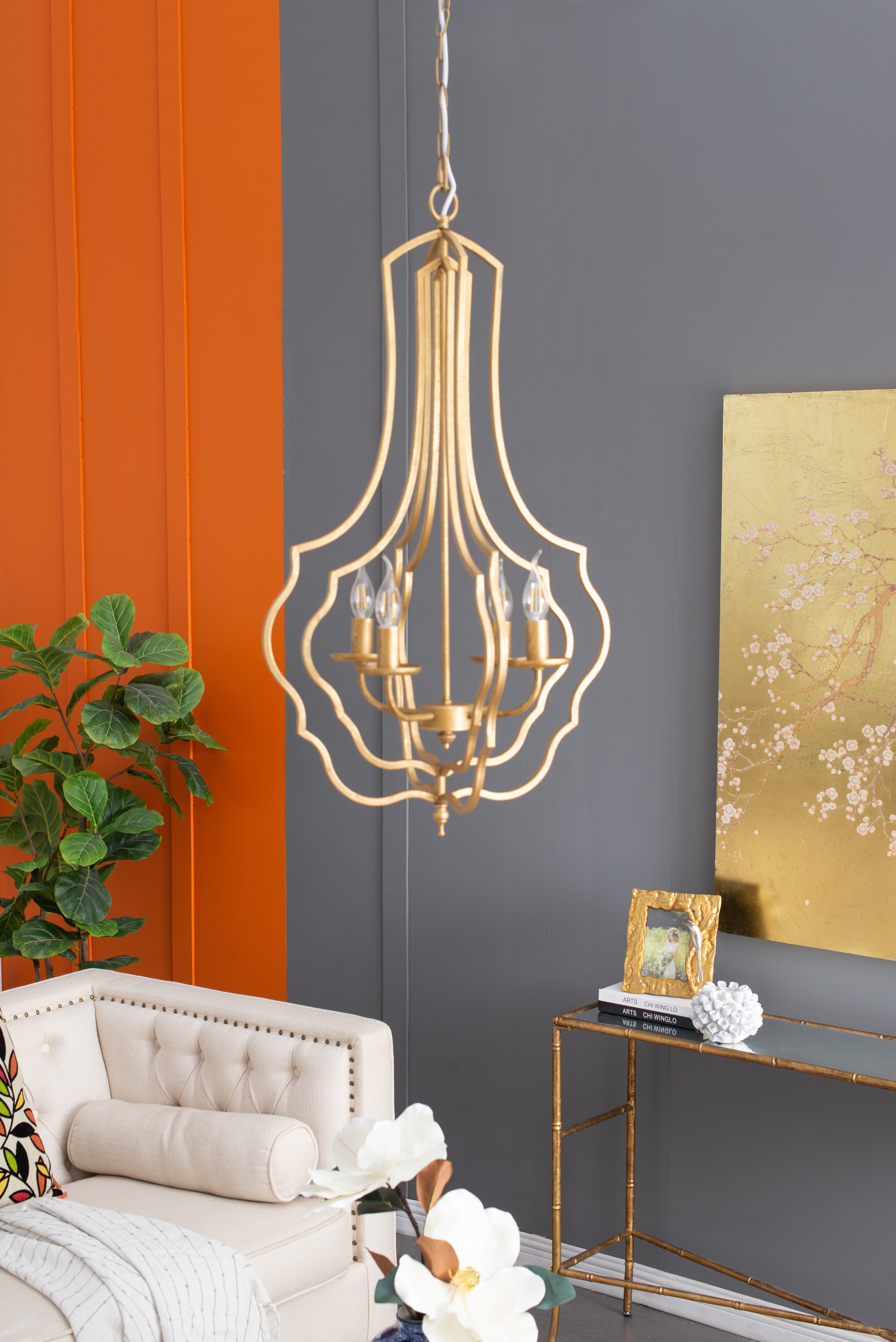 4-Light Metal Chandelier