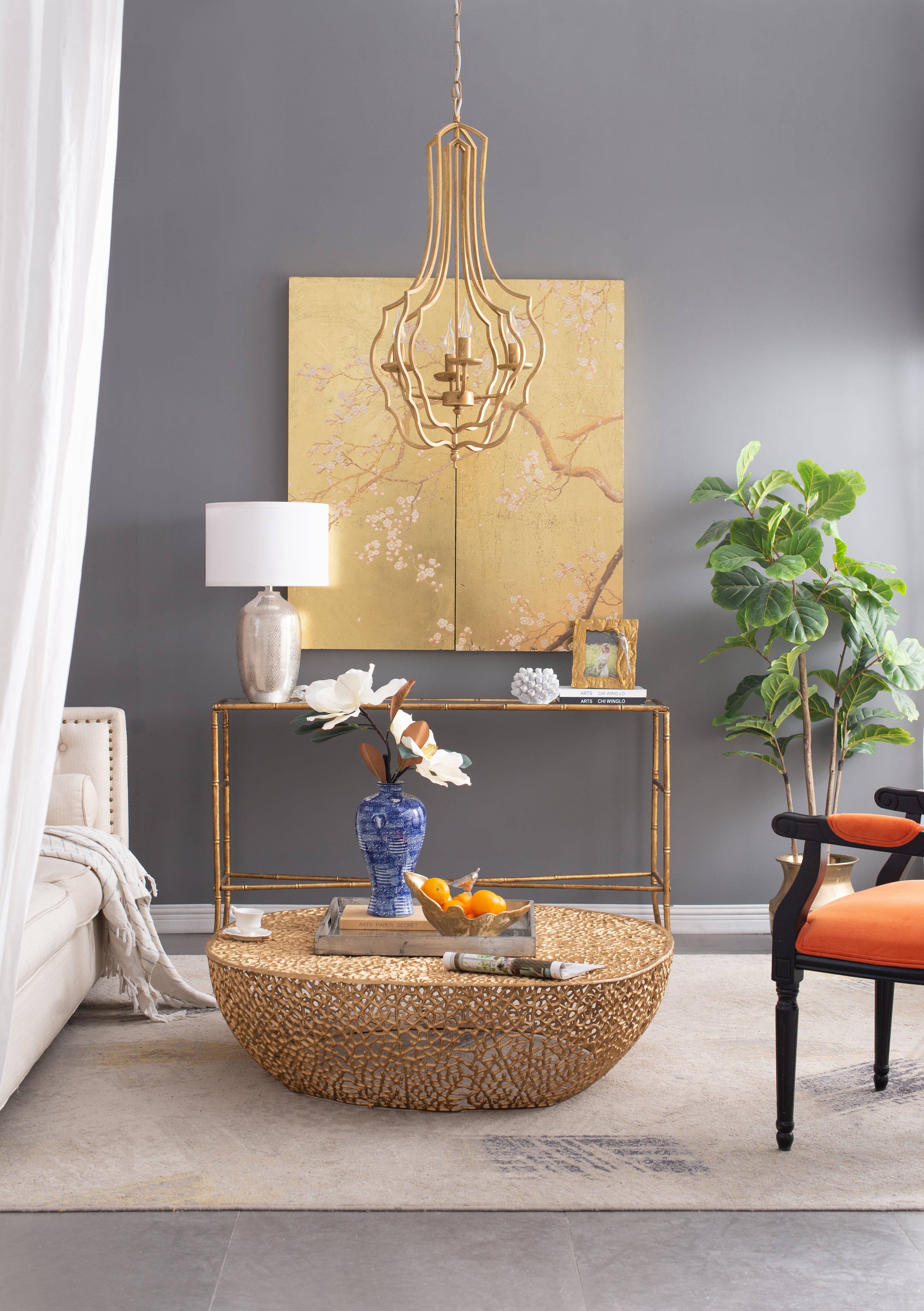 4-Light Metal Chandelier