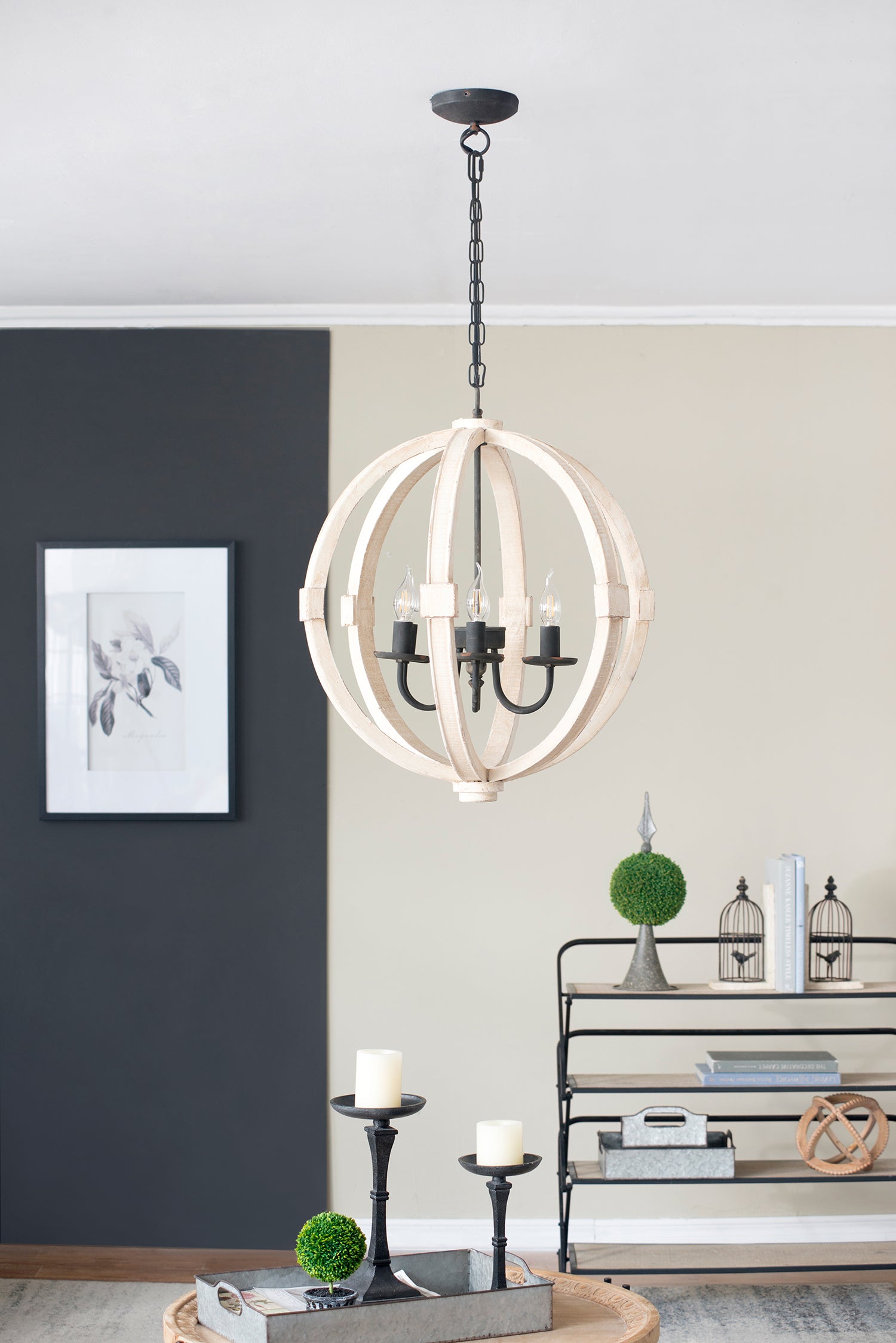 6 - Light Wood Chandelier