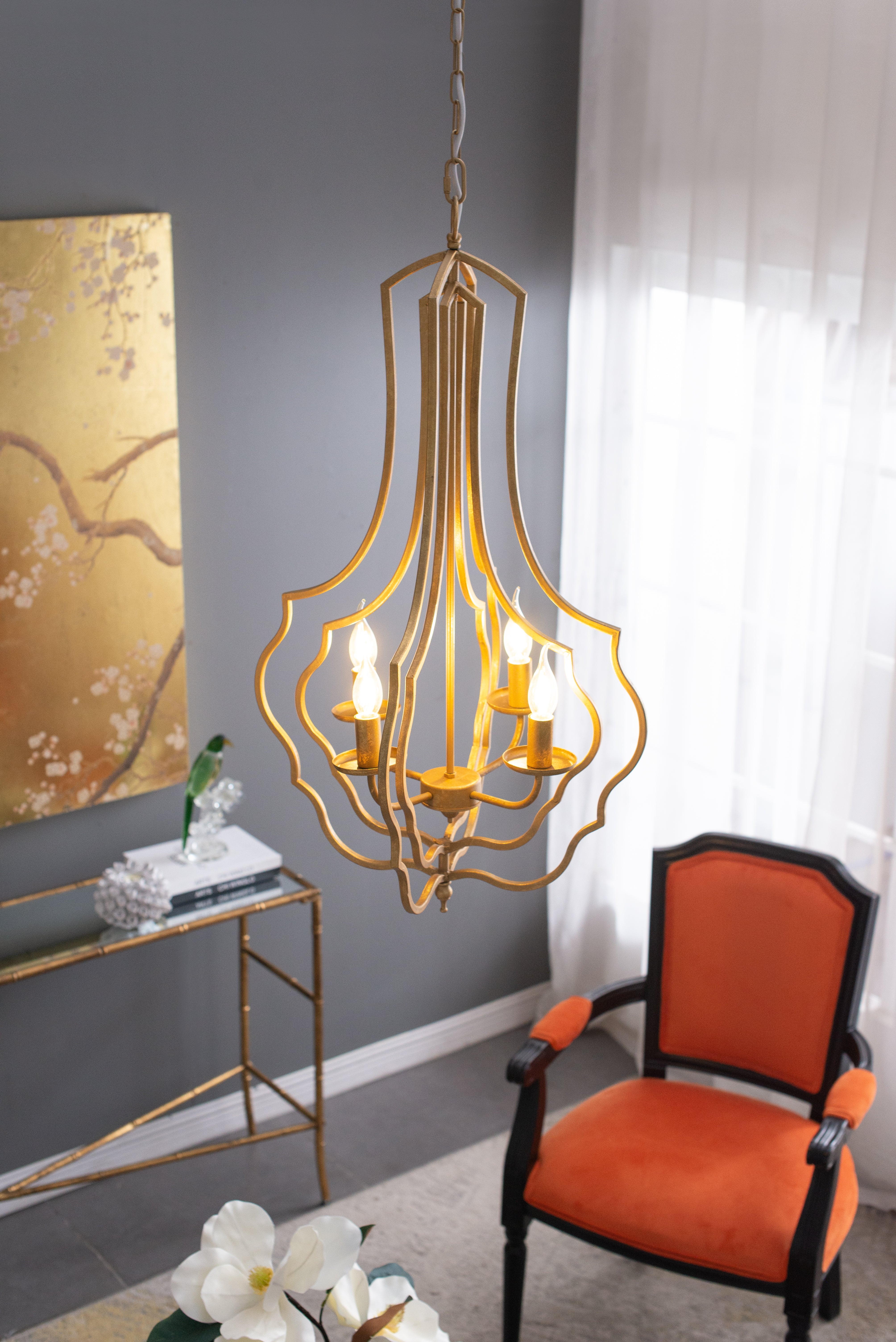 4-Light Metal Chandelier