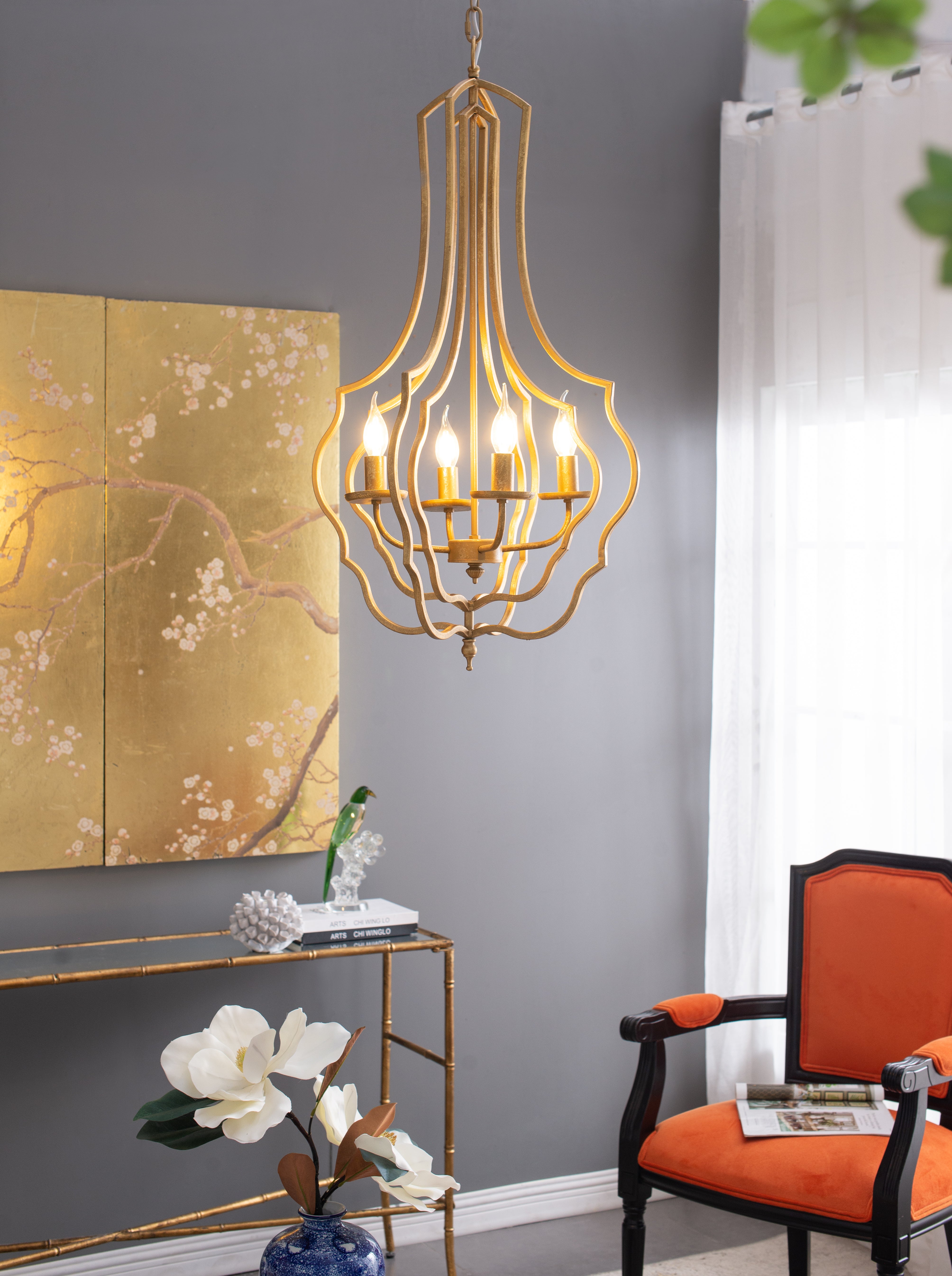 4-Light Metal Chandelier