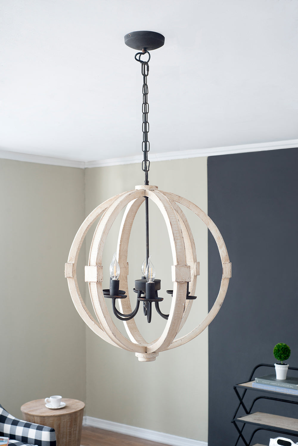 6 - Light Wood Chandelier